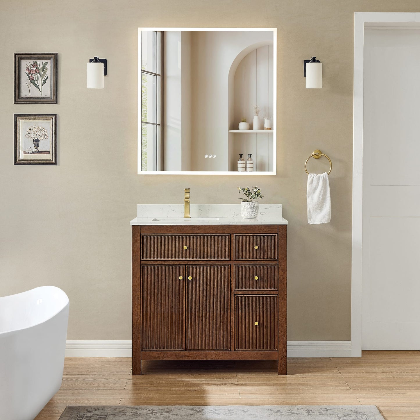 Pendry Bathroom Vanity with Countertop 36 inch Single Sink Single hole Faucet Setup