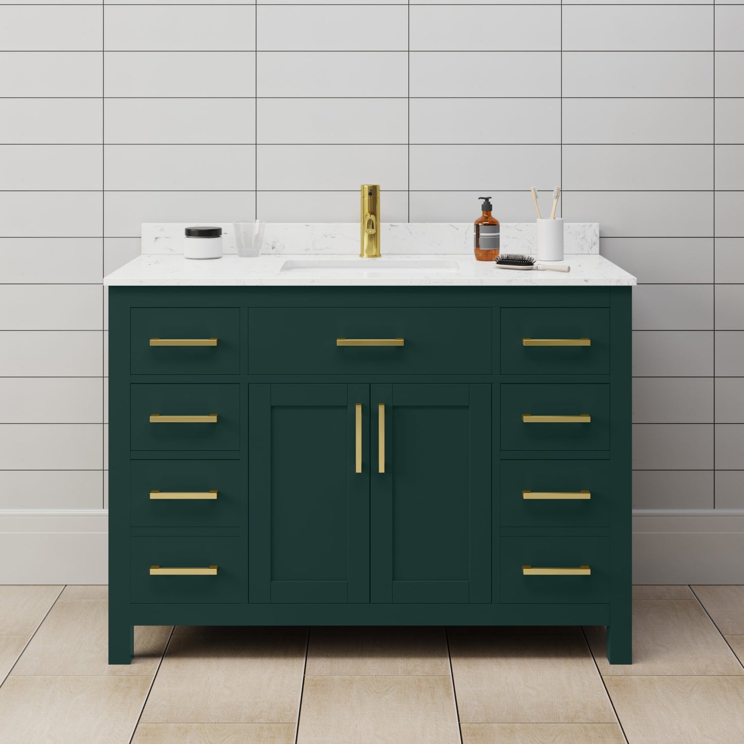 Beckett Bathroom Vanity with Countertop 48 inch Single Sink Single hole Faucet Setup