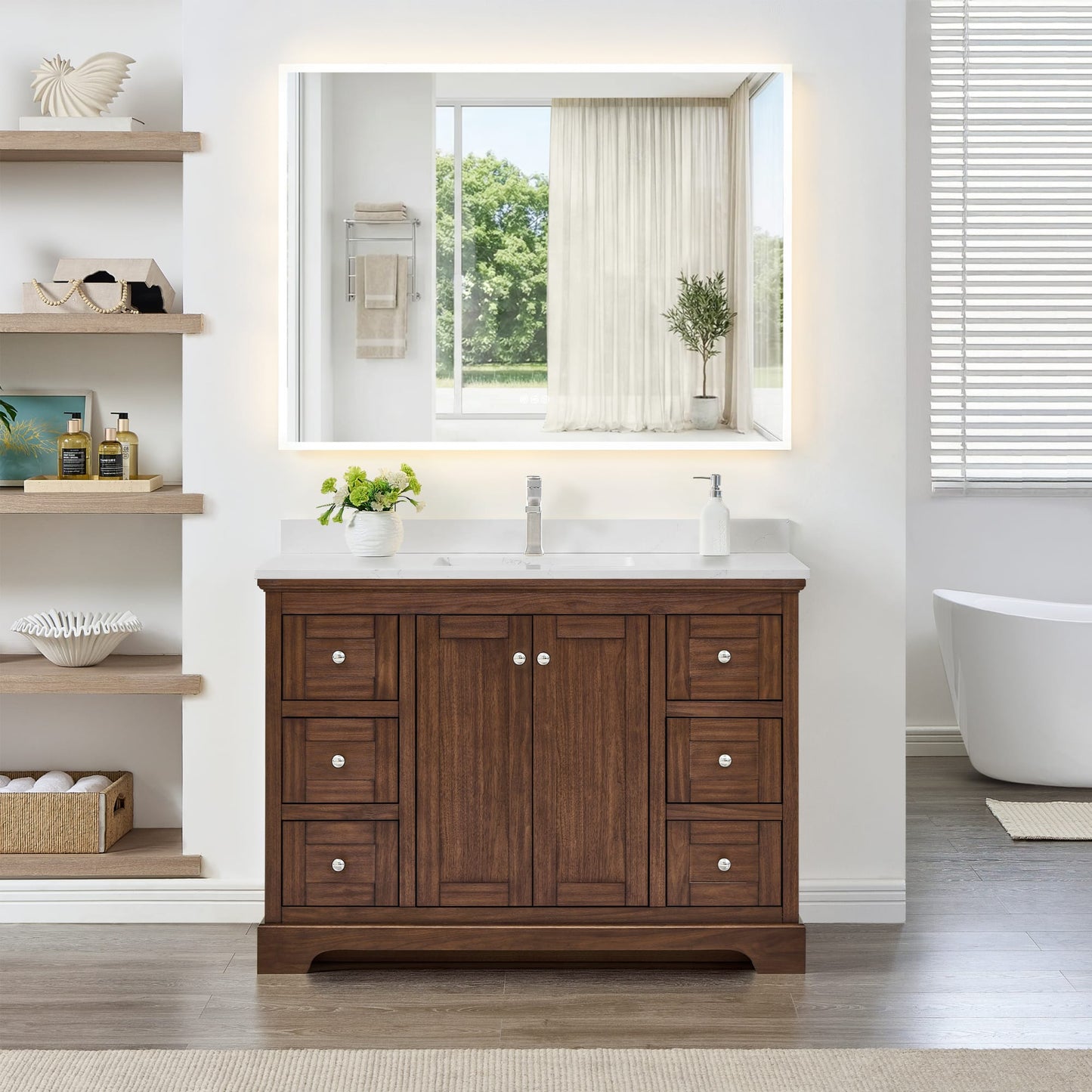 Avery Bathroom Vanity with Countertop 48 inch Single Sink Single hole Faucet Setup
