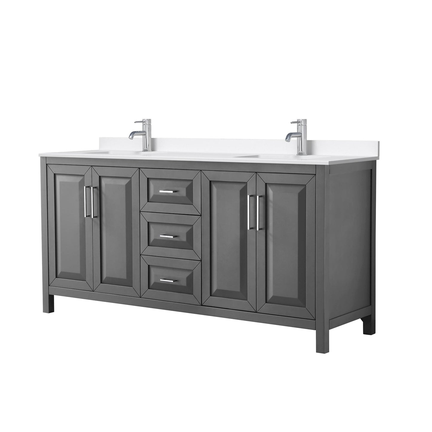 Daria Bathroom Vanity with Countertop 72 inch Double Sink Single hole Faucet Setup