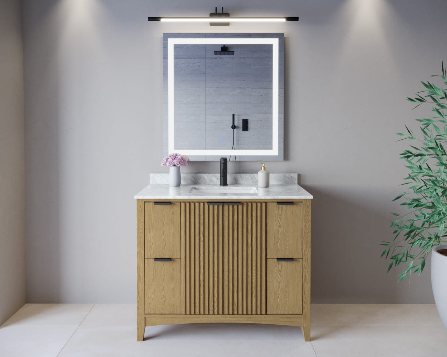 Palmilla Bathroom Vanity with Countertop 42 inch Single Sink Single hole Faucet Setup