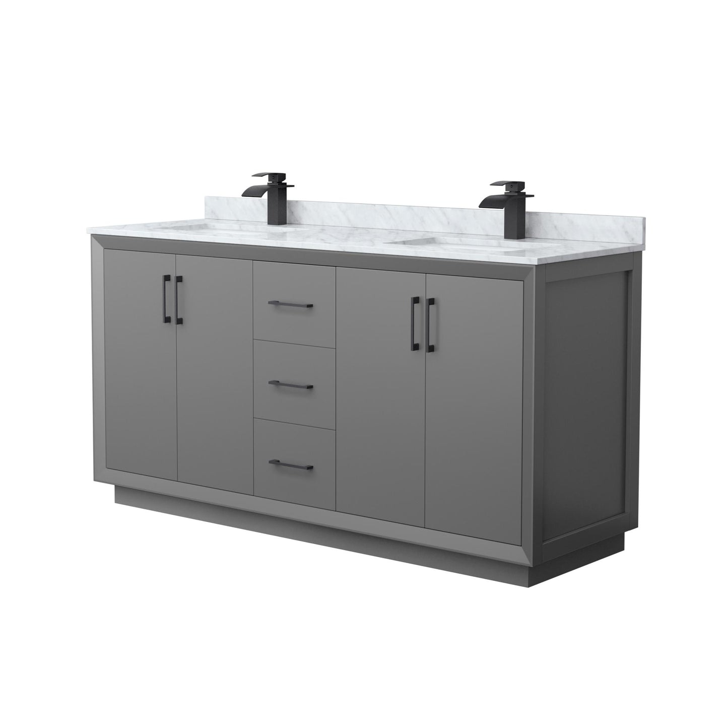 Strada Bathroom Vanity with Countertop 66 inch Double Sink Single hole Faucet Setup