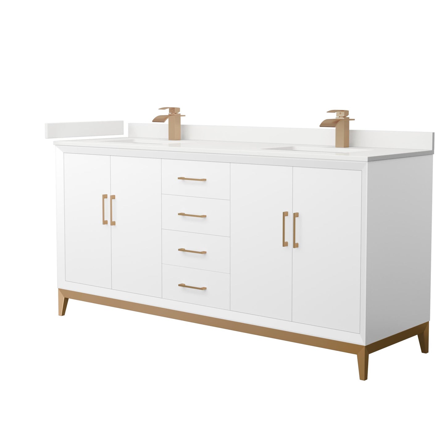 Amici Bathroom Vanity with Countertop 72 inch Double Sink Single hole Faucet Setup
