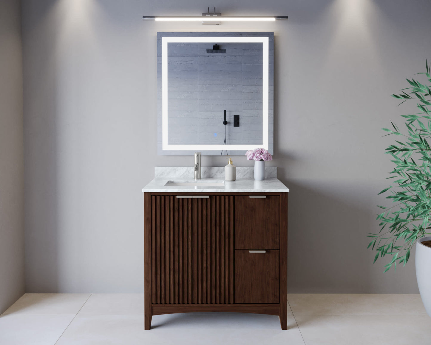 Palmilla Bathroom Vanity with Countertop 36 inch Single Sink Single hole Faucet Setup
