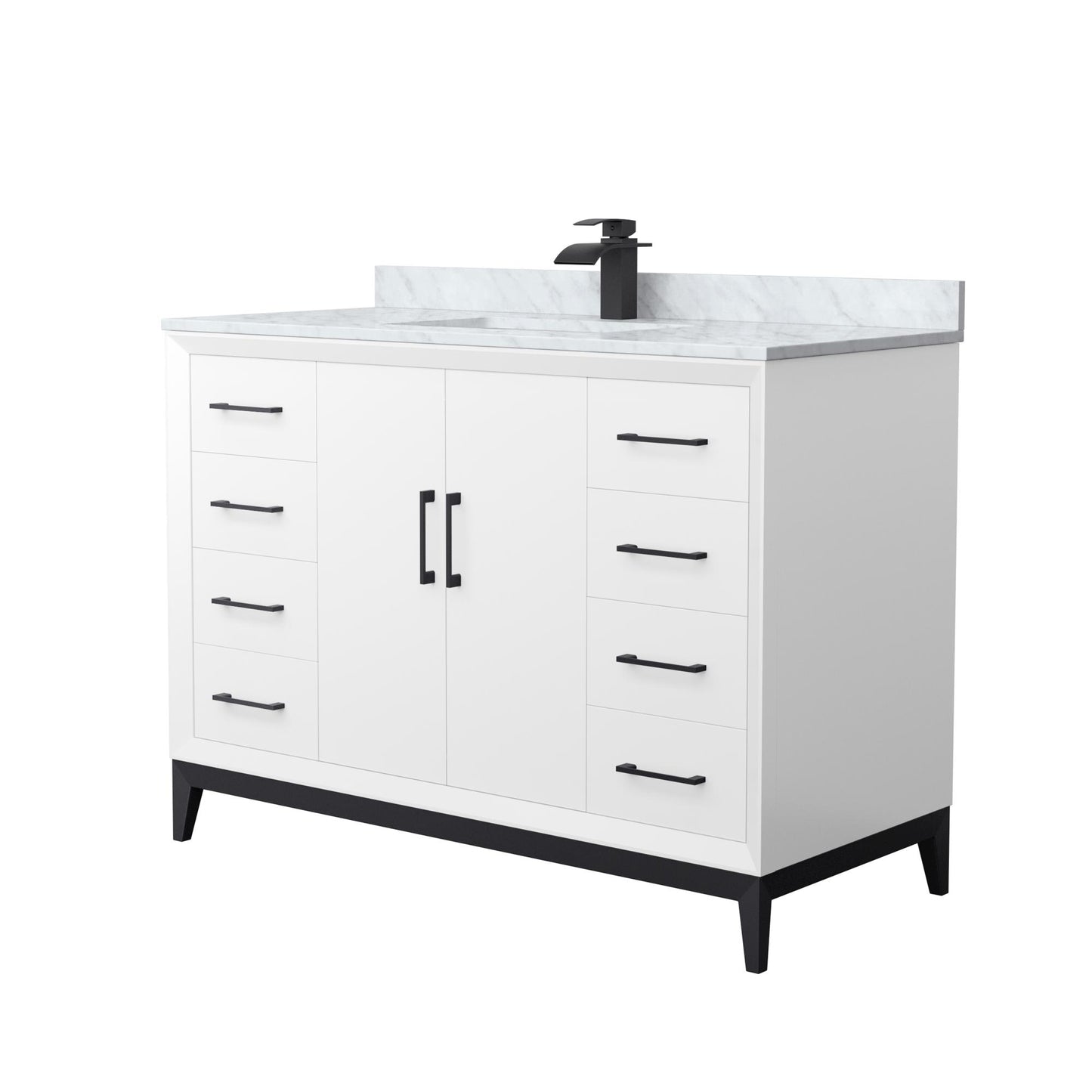 Amici Bathroom Vanity with Countertop 48 inch Single Sink Single hole Faucet Setup
