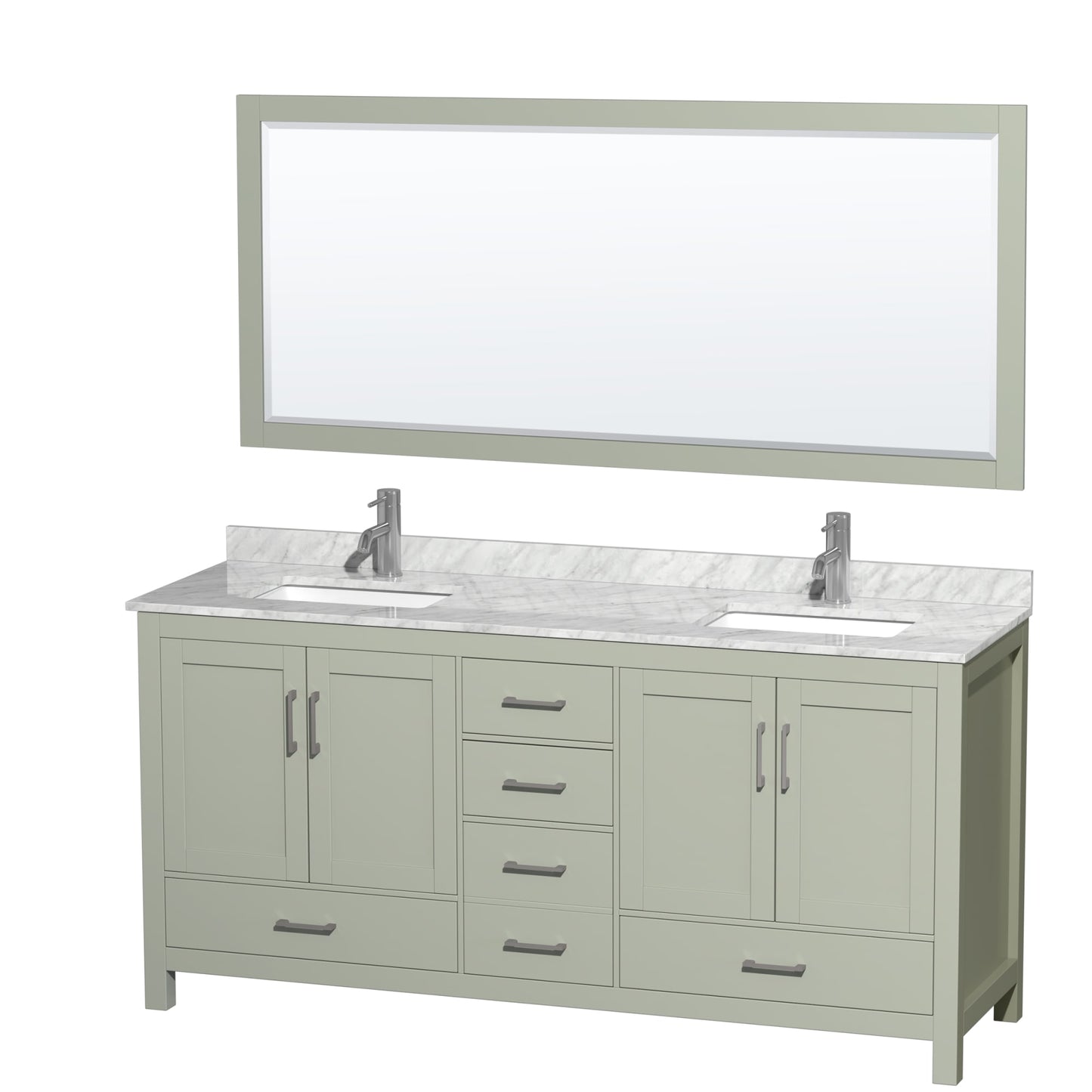 Sheffield Bathroom Vanity with Countertop 72 inch Double Sink Single hole Faucet Setup