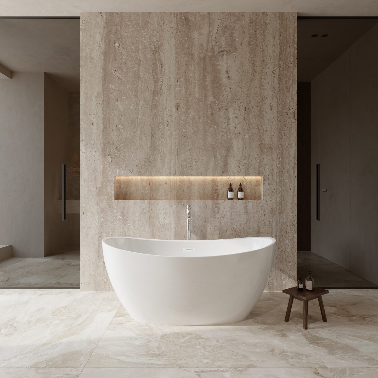 Dorrit Freestanding Acrylic Bathtub With Faucet 60 inch