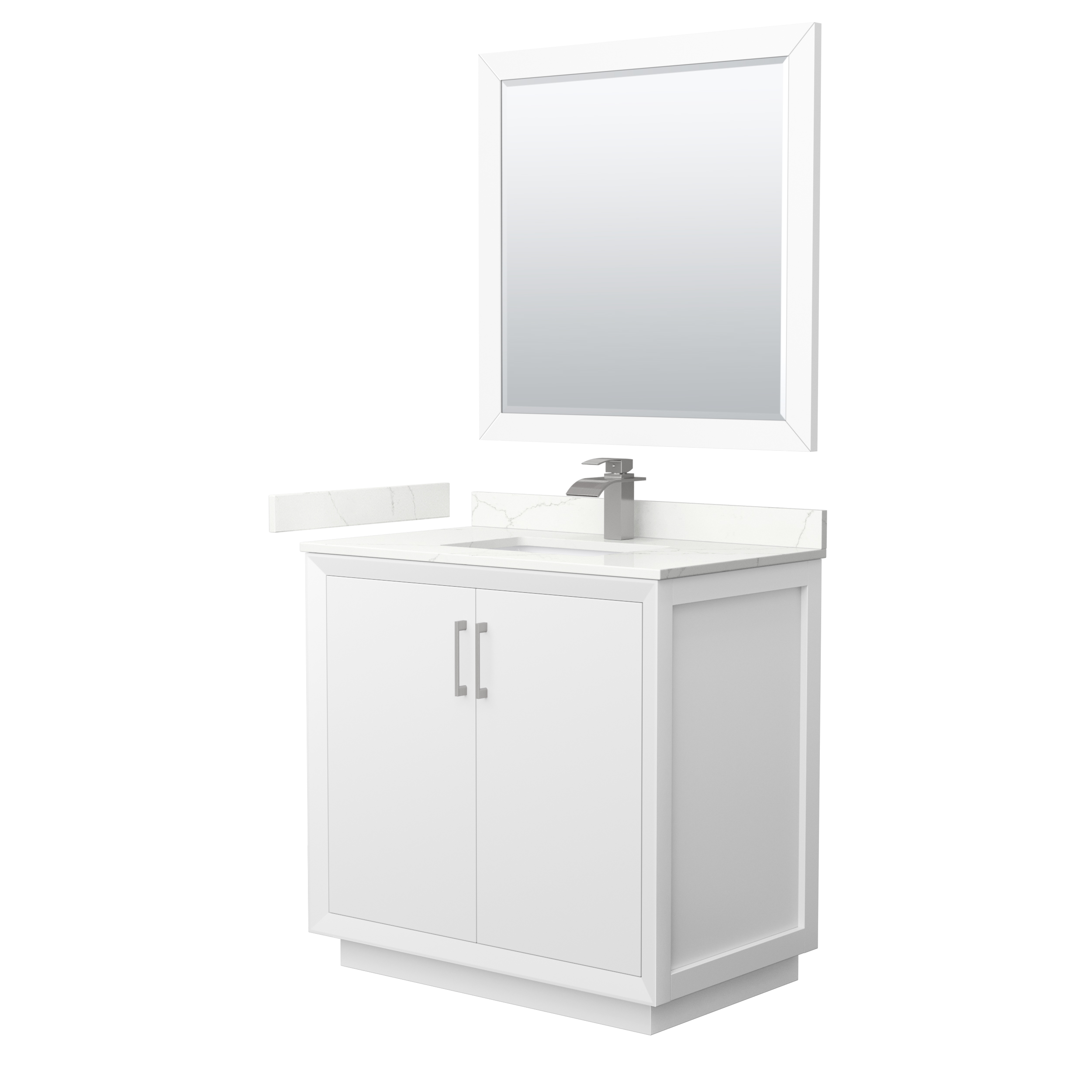 Strada 36" Single Vanity with optional Quartz Counter - White WC-4141-36-SGL-VAN-WHT_