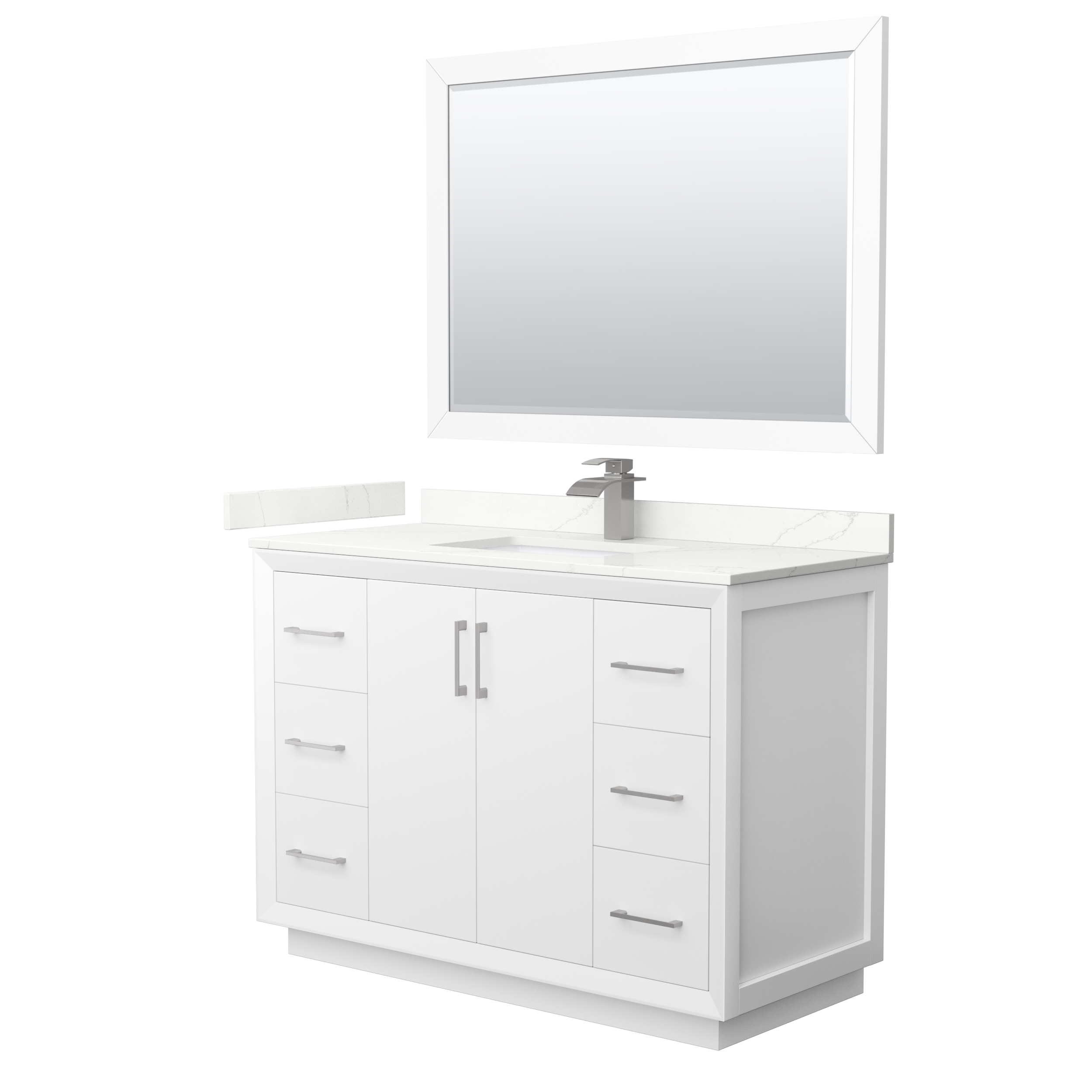 Strada 48" Single Vanity with optional Quartz Counter - White WC-4141-48-SGL-VAN-WHT_