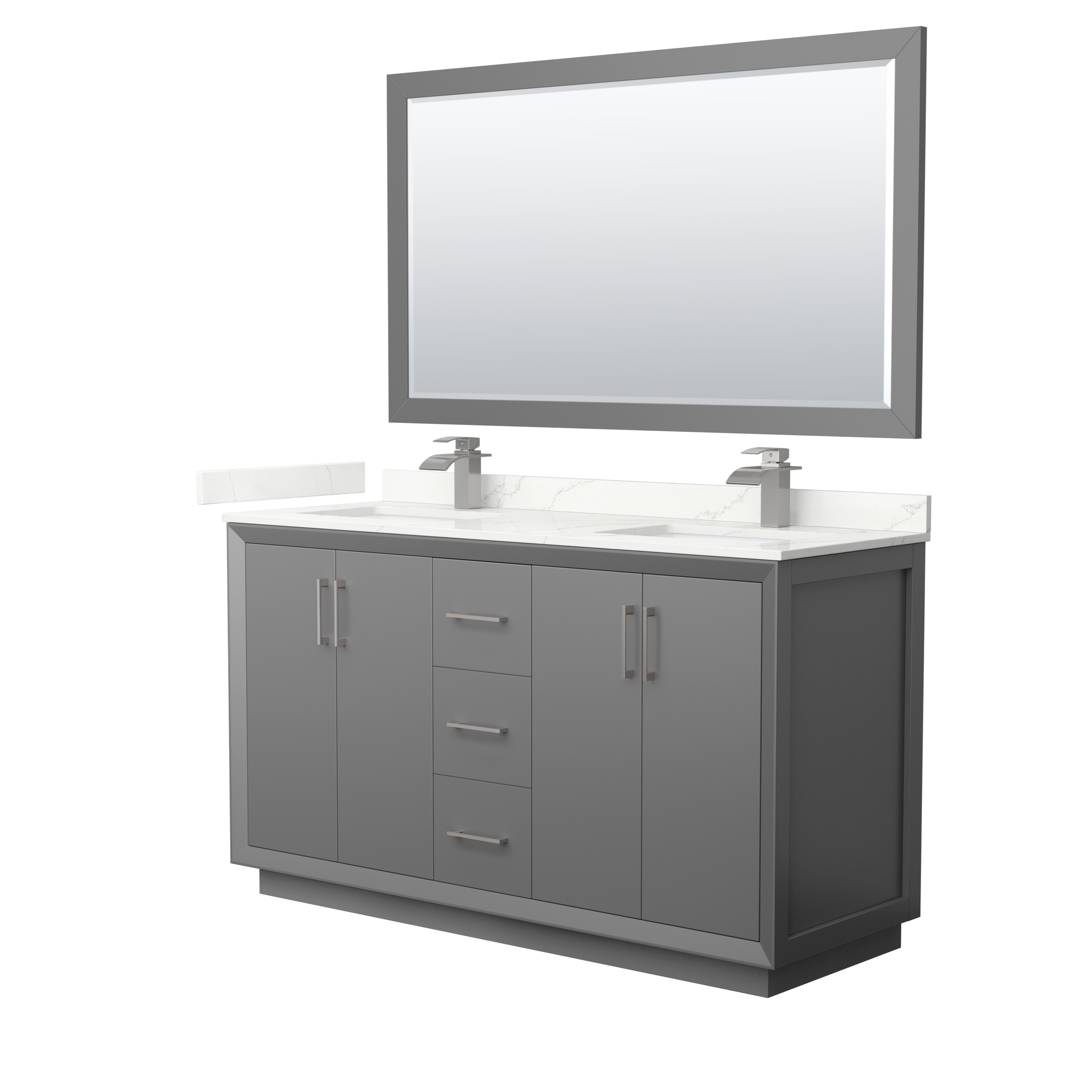 Strada 60" Double Vanity with optional Quartz Counter - Dark Gray WC-4141-60-DBL-VAN-DKG_