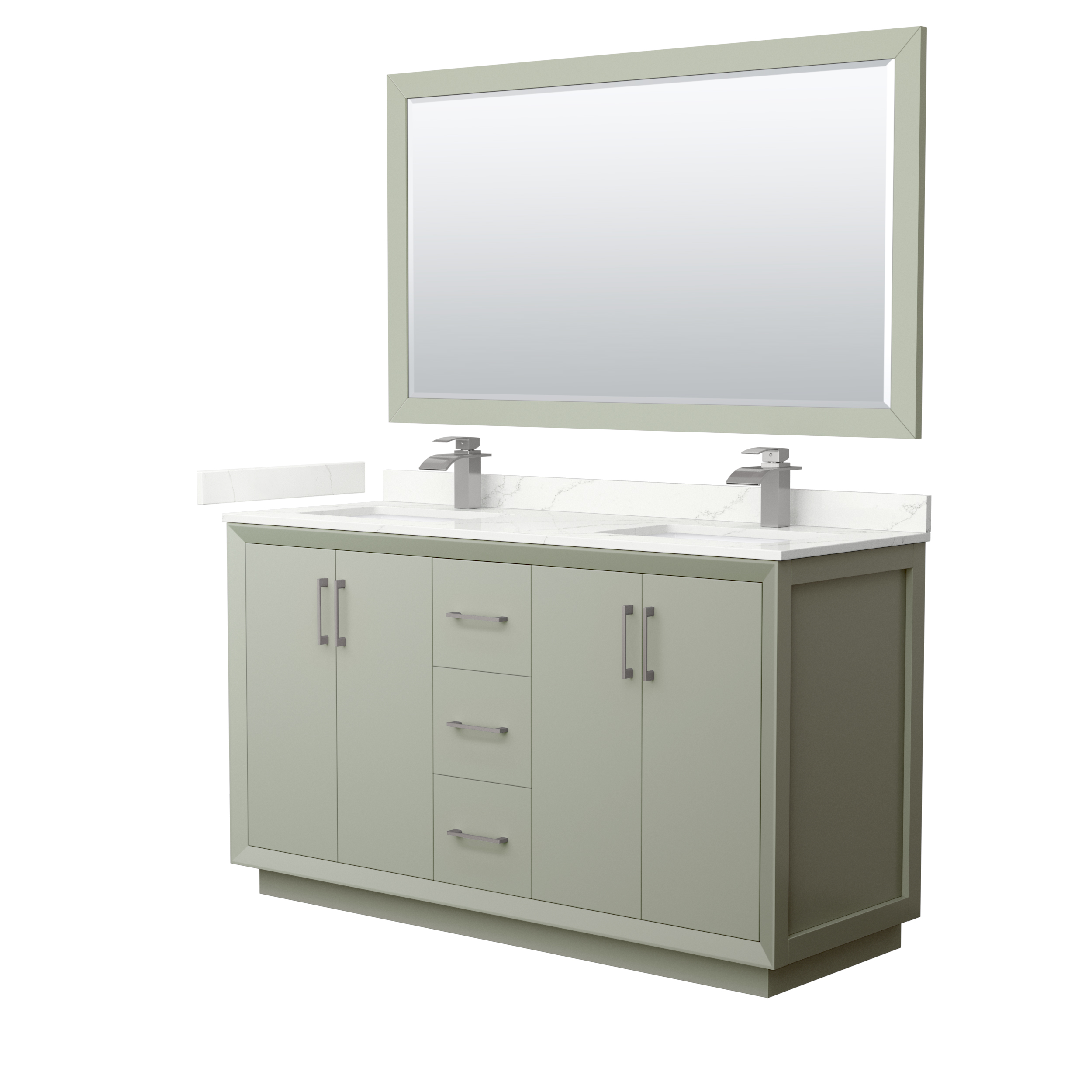 Strada 60" Double Vanity with optional Quartz Counter - Light Green WC-4141-60-DBL-VAN-LGN_