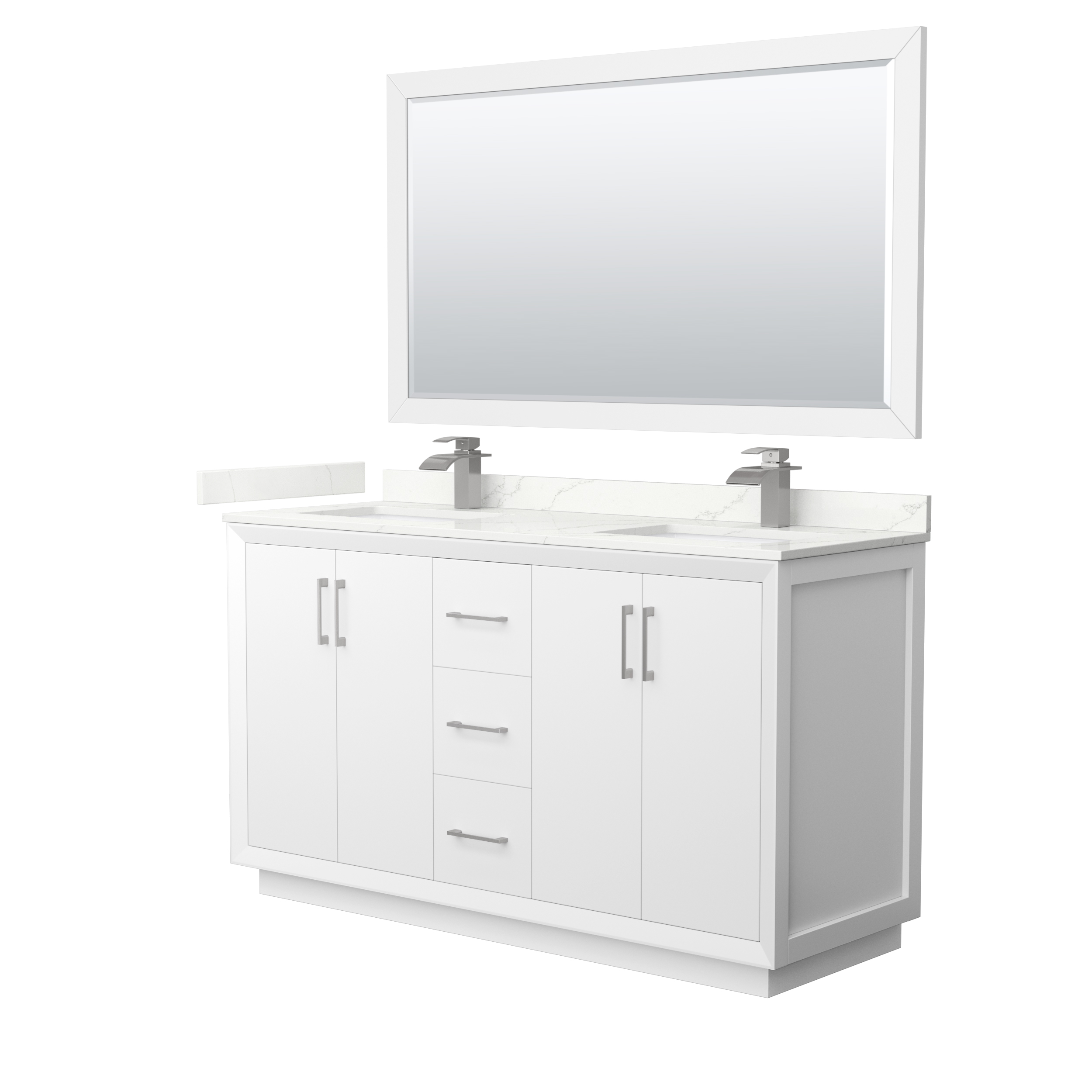 Strada 60" Double Vanity with optional Quartz Counter - White WC-4141-60-DBL-VAN-WHT_