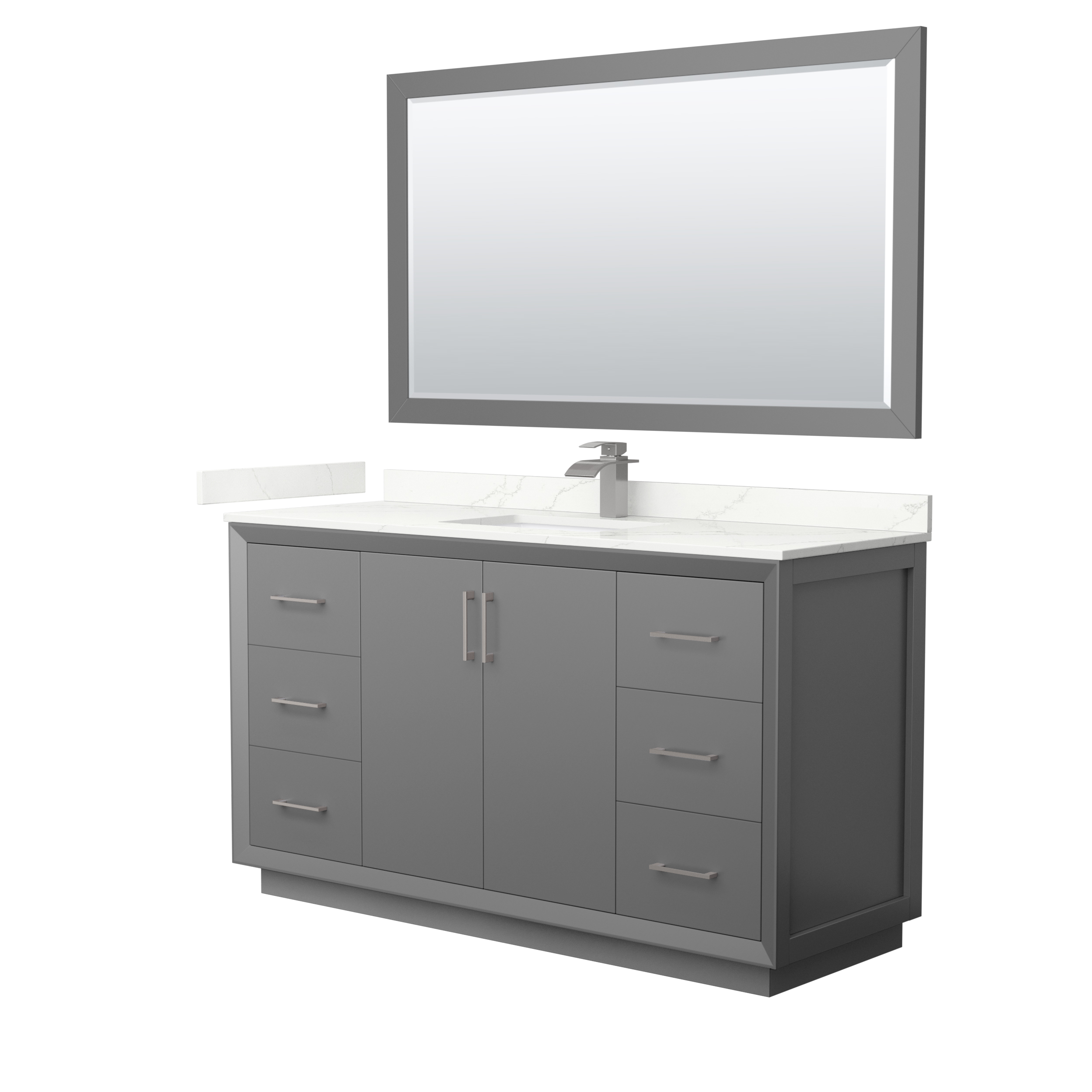 Strada 60" Single Vanity with optional Quartz Counter - Dark Gray WC-4141-60-SGL-VAN-DKG_