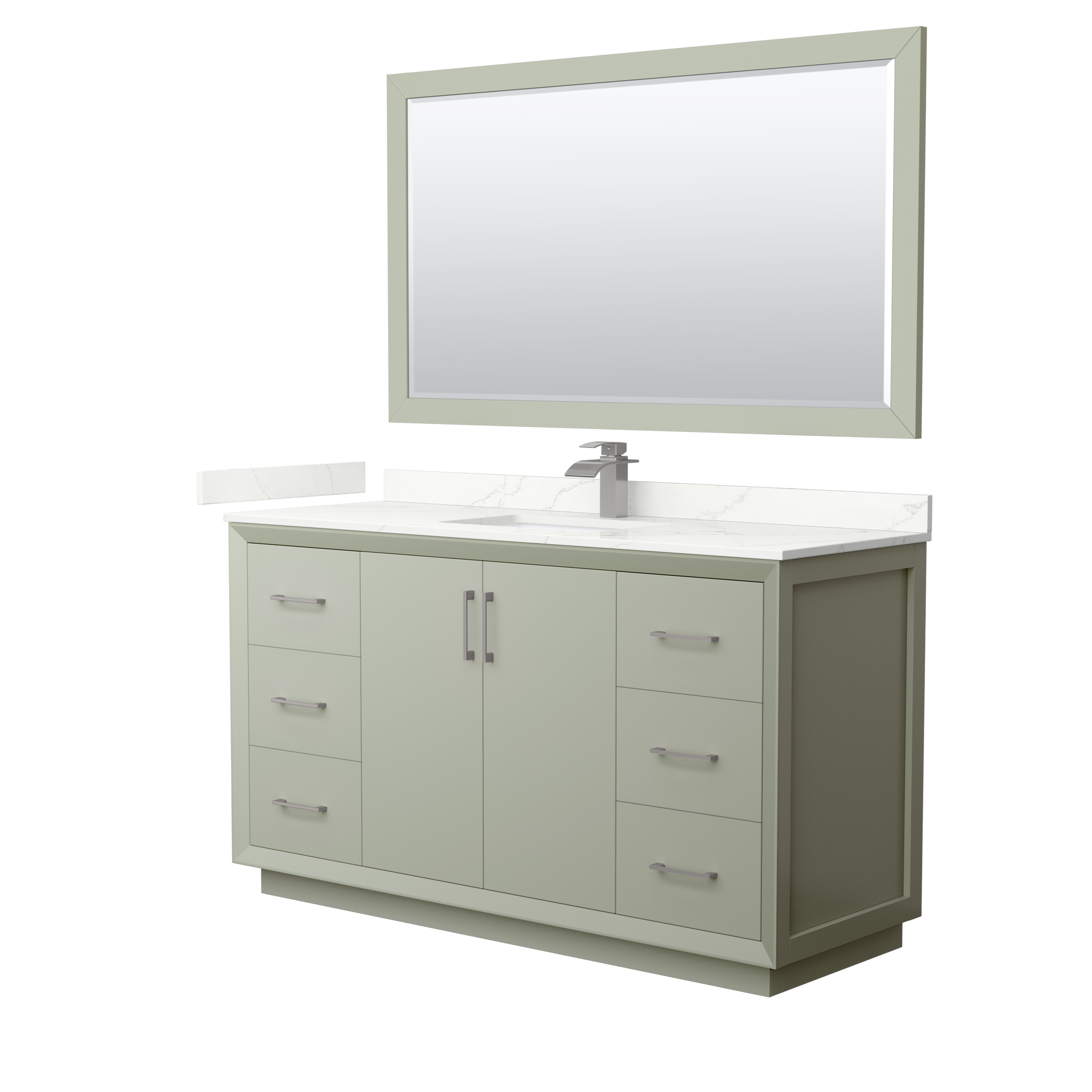 Strada 60" Single Vanity with optional Quartz Counter - Light Green WC-4141-60-SGL-VAN-LGN_