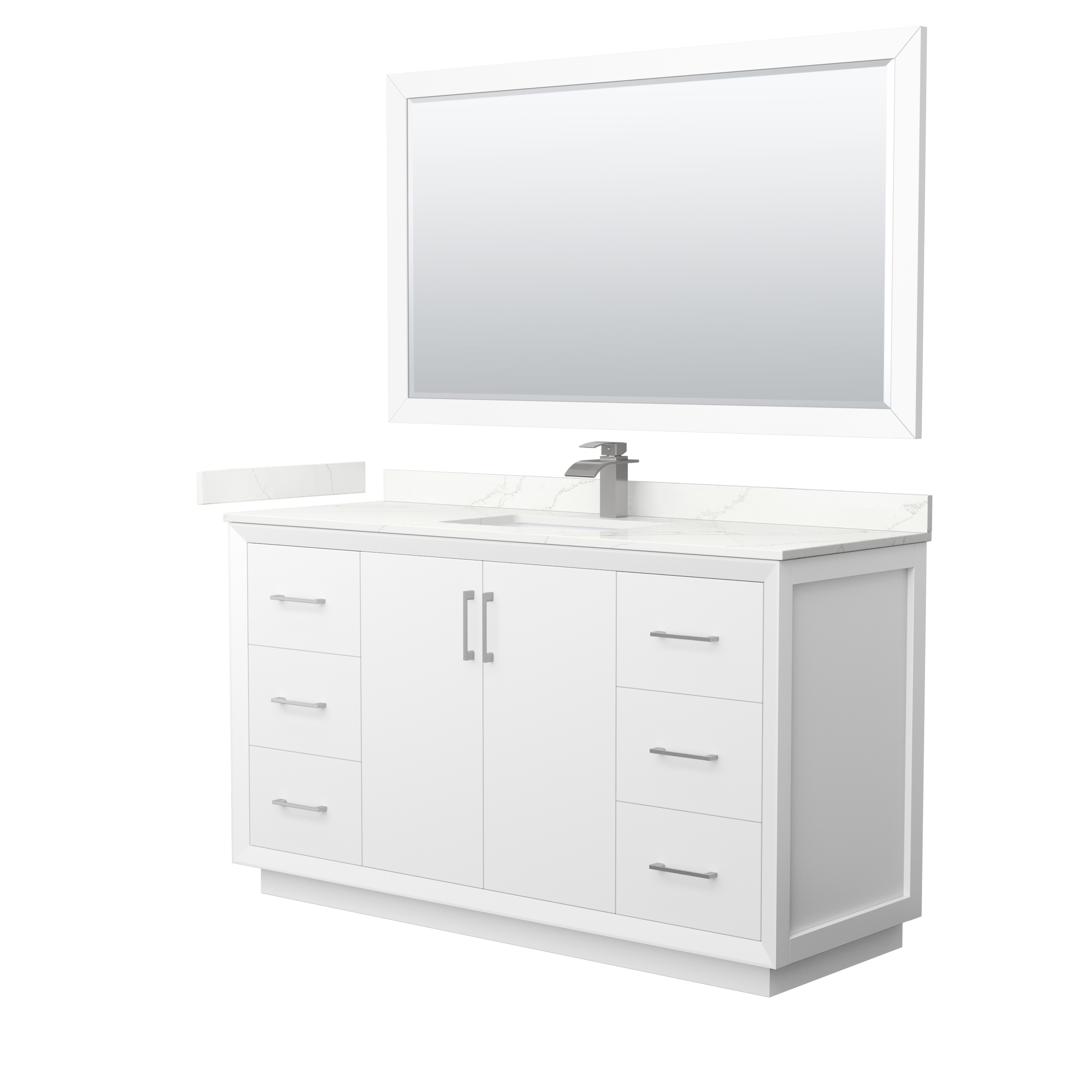 Strada 60" Single Vanity with optional Quartz Counter - White WC-4141-60-SGL-VAN-WHT_