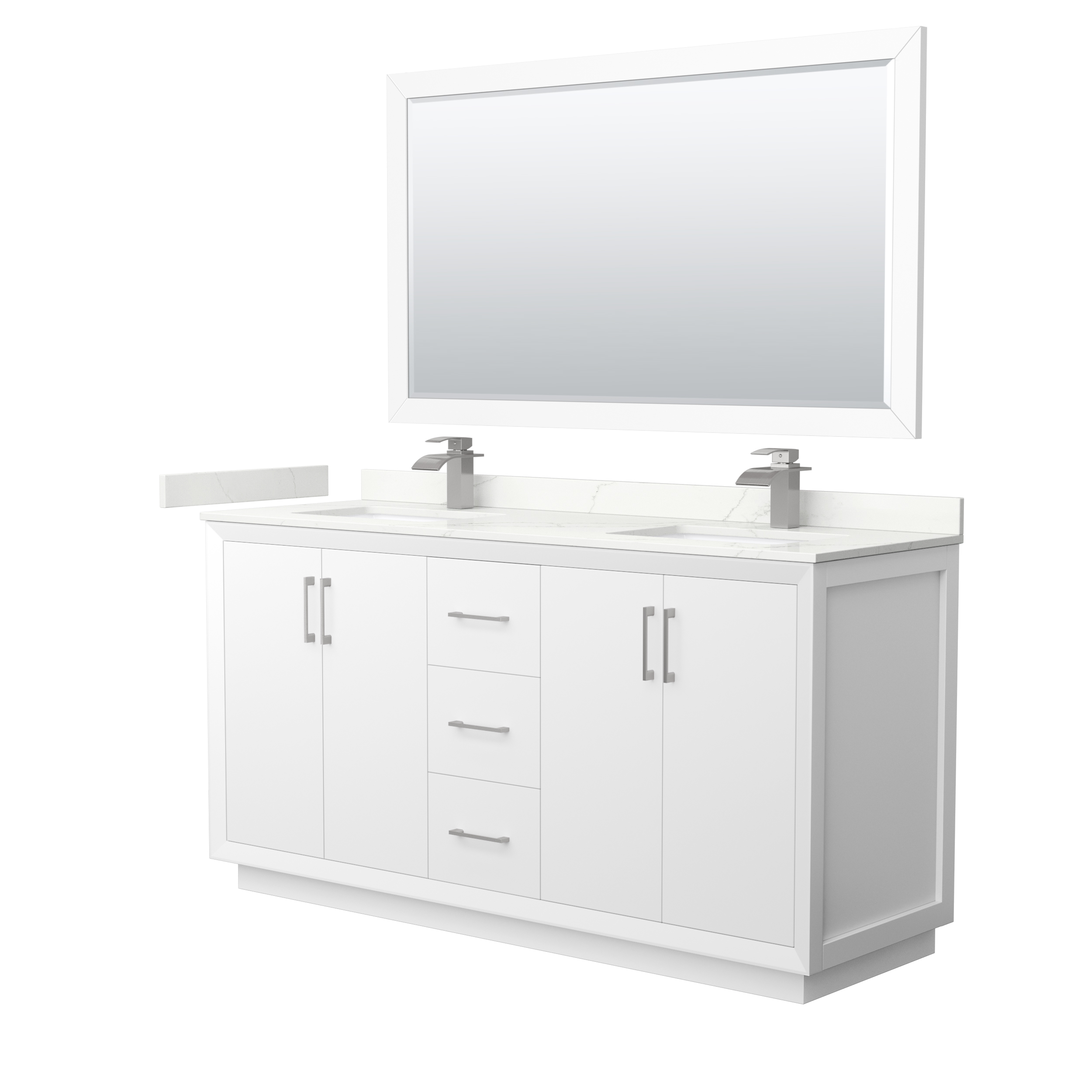 Strada 66" Double Vanity with optional Quartz Counter - White WC-4141-66-DBL-VAN-WHT_