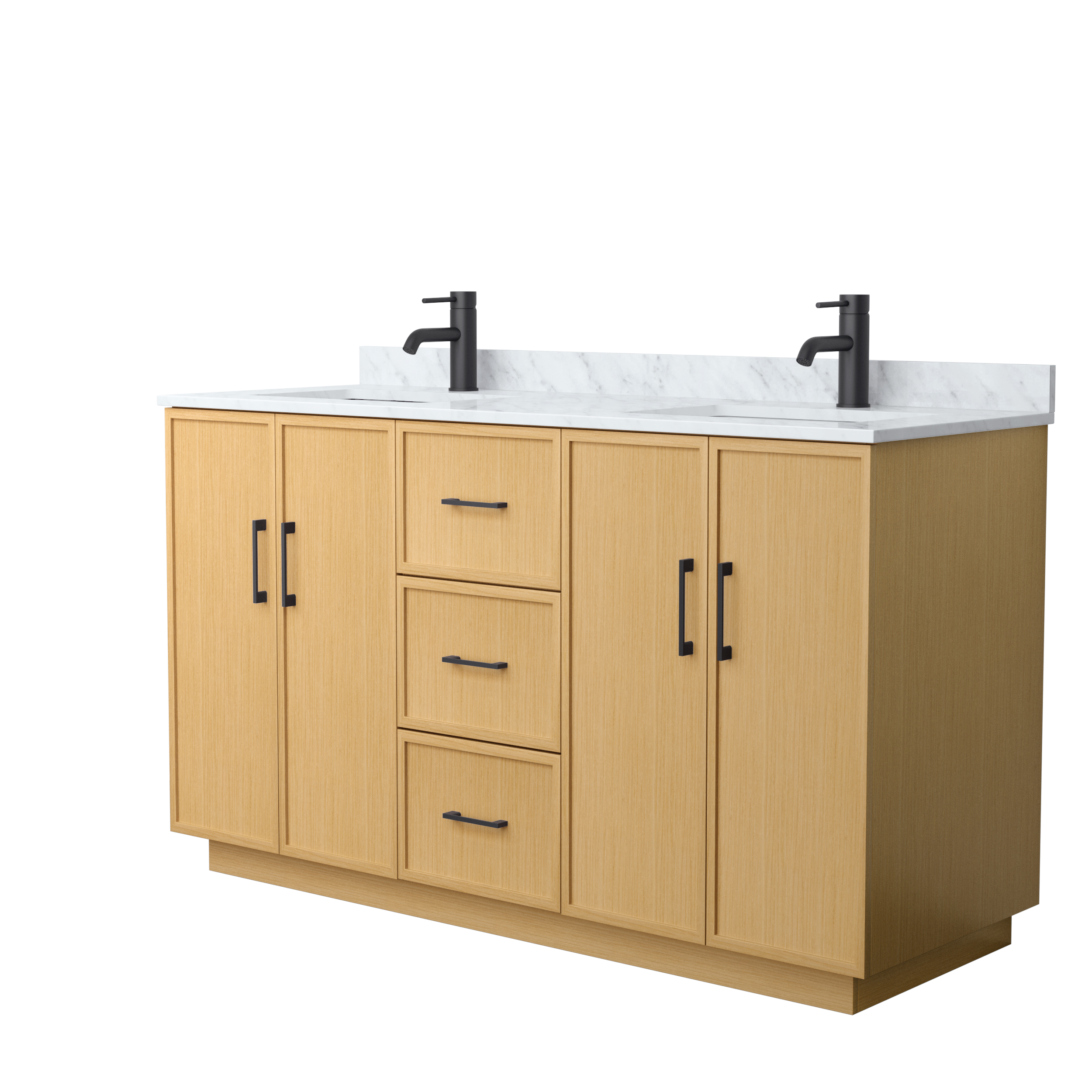 Elan 60" Double Bathroom Vanity with Toe Kick - Light Oak WC-7474-60-DBL-VAN-LHO