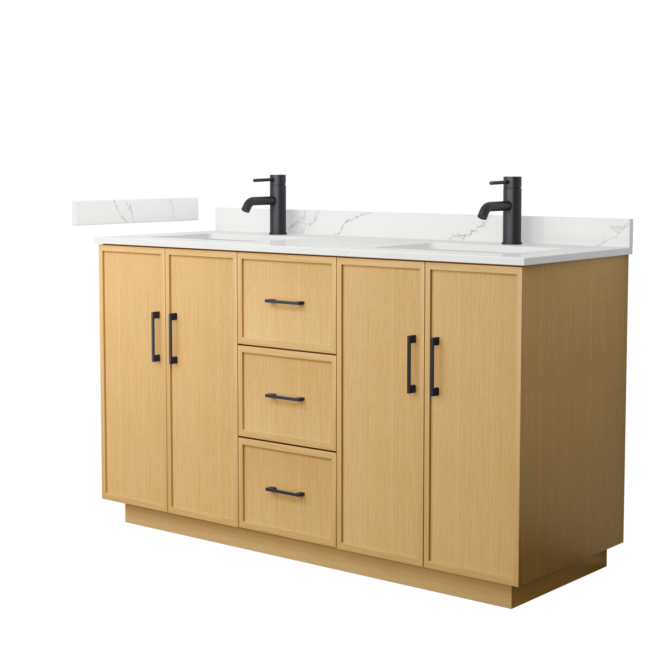Elan 60" Double Bathroom Vanity with Toe Kick - Light Oak WC-7474-60-DBL-VAN-LHO