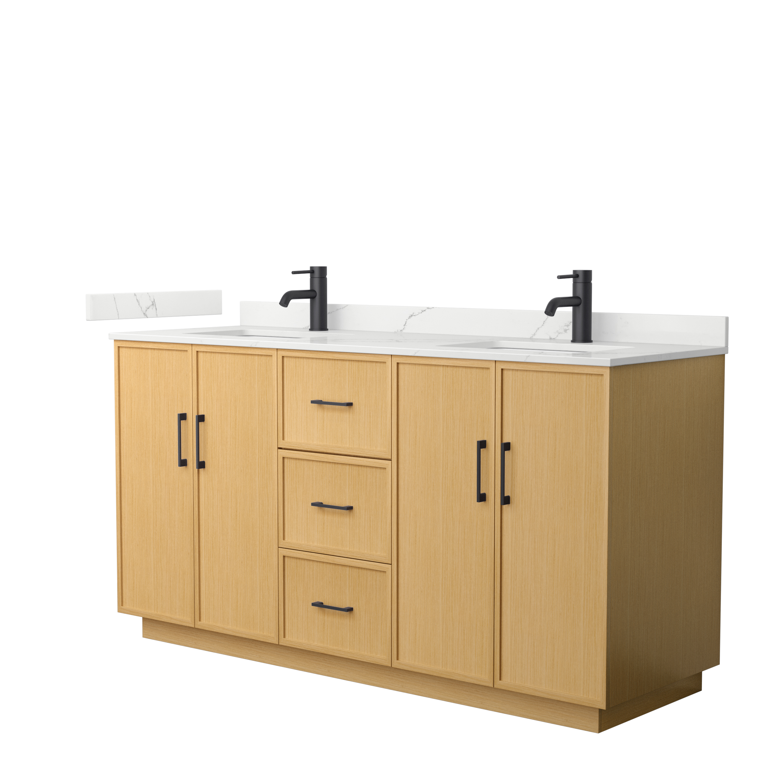 Elan 66" Double Bathroom Vanity with Toe Kick - Light Oak WC-7474-66-DBL-VAN-LHO