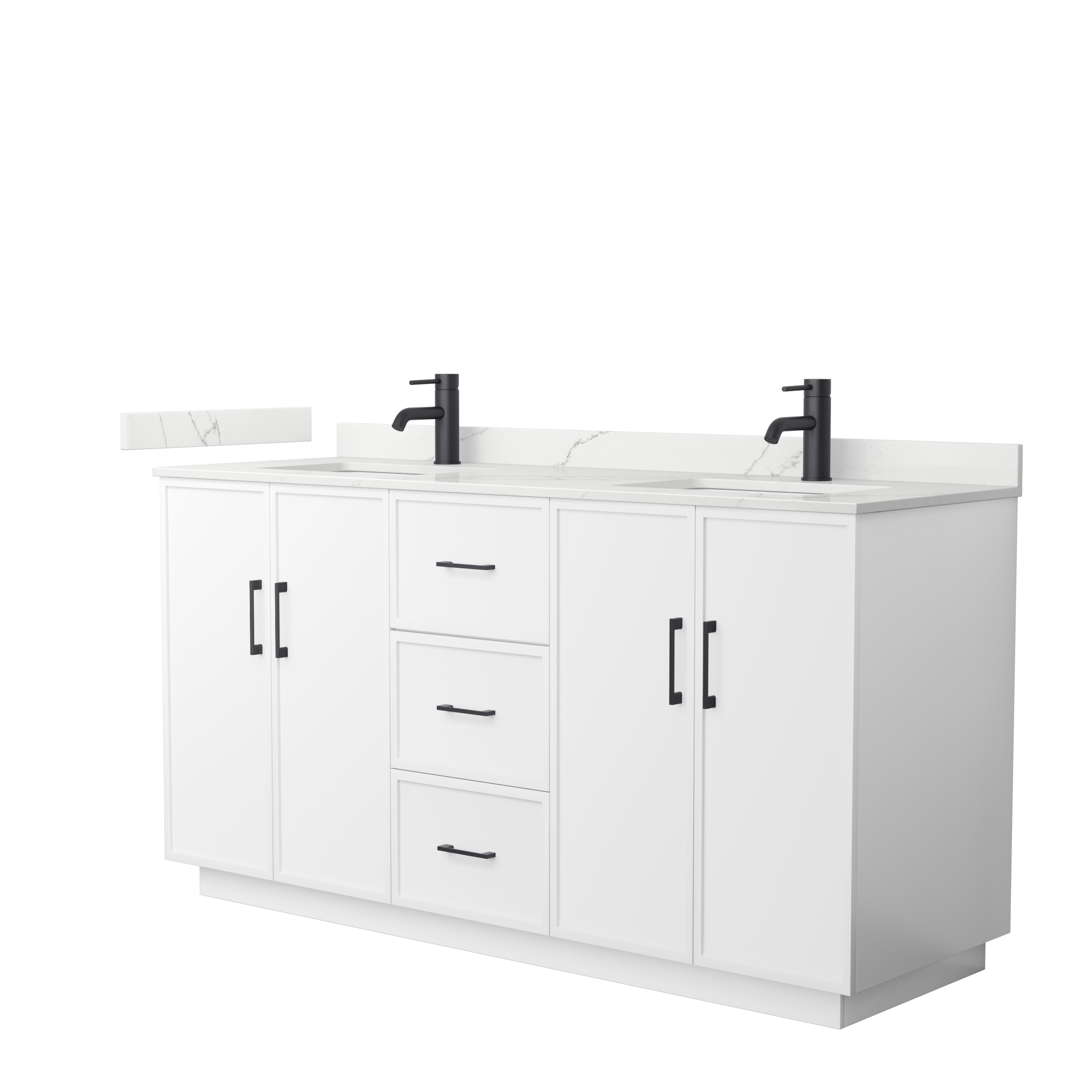 Elan 66" Double Bathroom Vanity with Toe Kick - White WC-7474-66-DBL-VAN-WHT