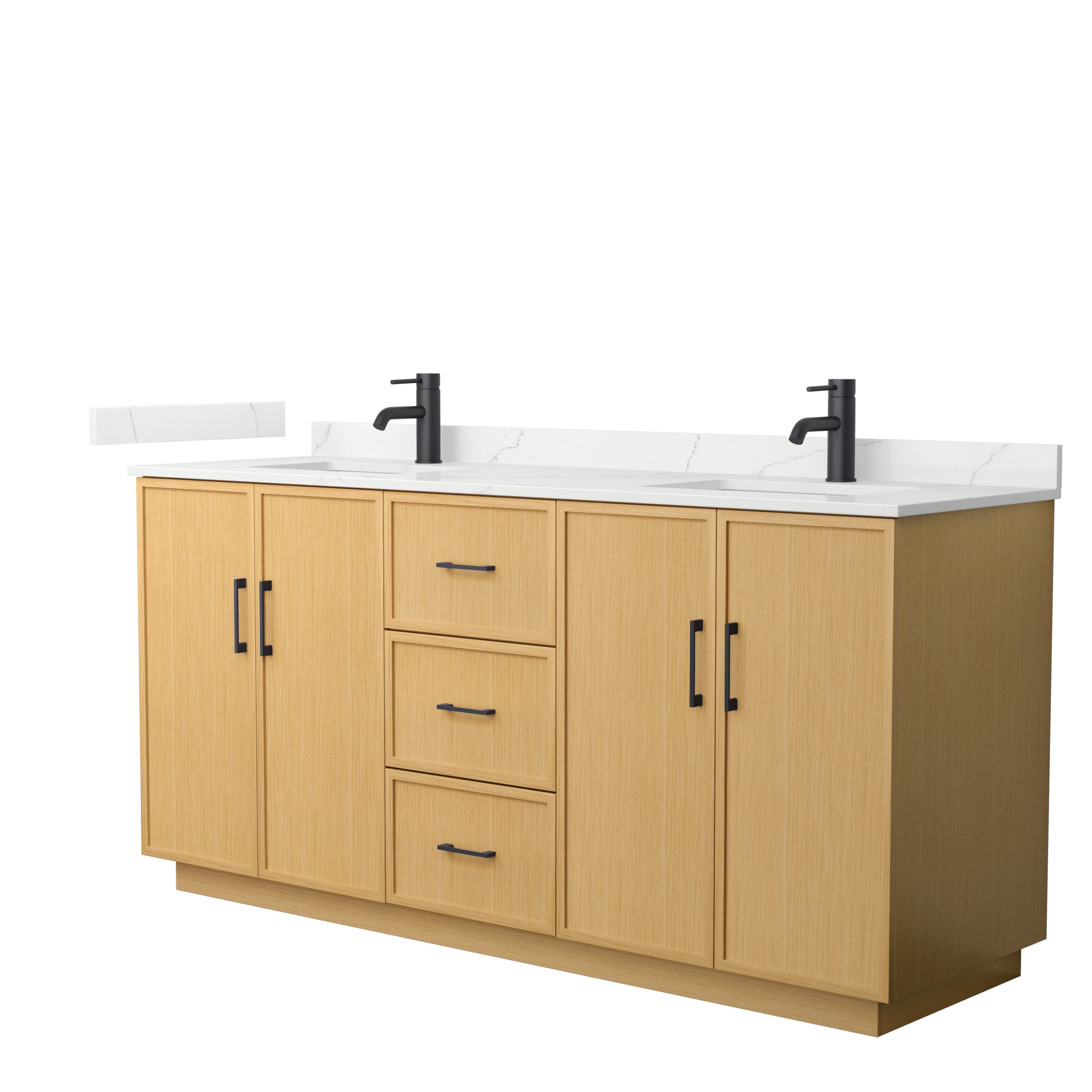 Elan 72" Double Bathroom Vanity with Toe Kick - Light Oak WC-7474-72-DBL-VAN-LHO