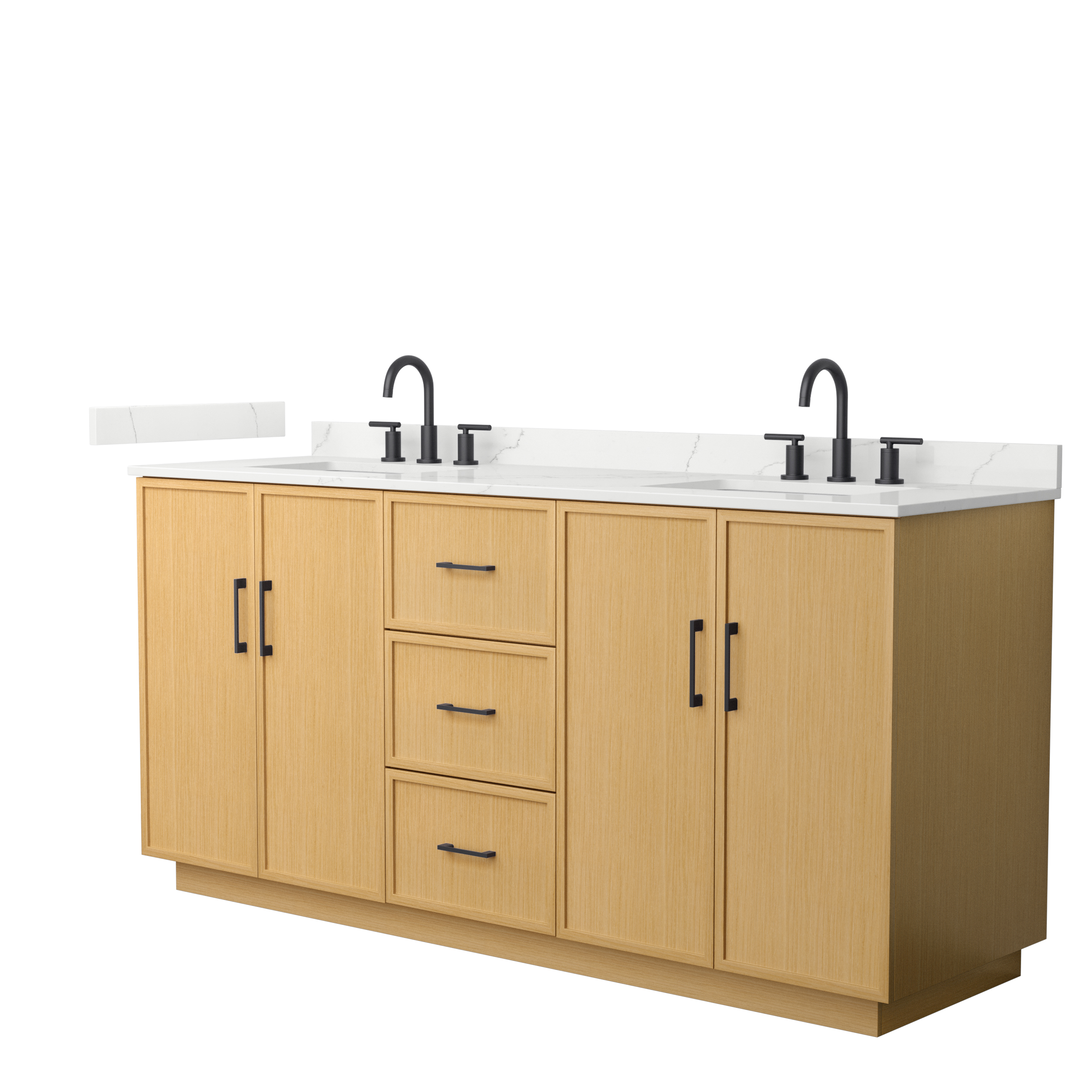 Elan 72" Double Bathroom Vanity with Toe Kick - Light Oak WC-7474-72-DBL-VAN-LHO