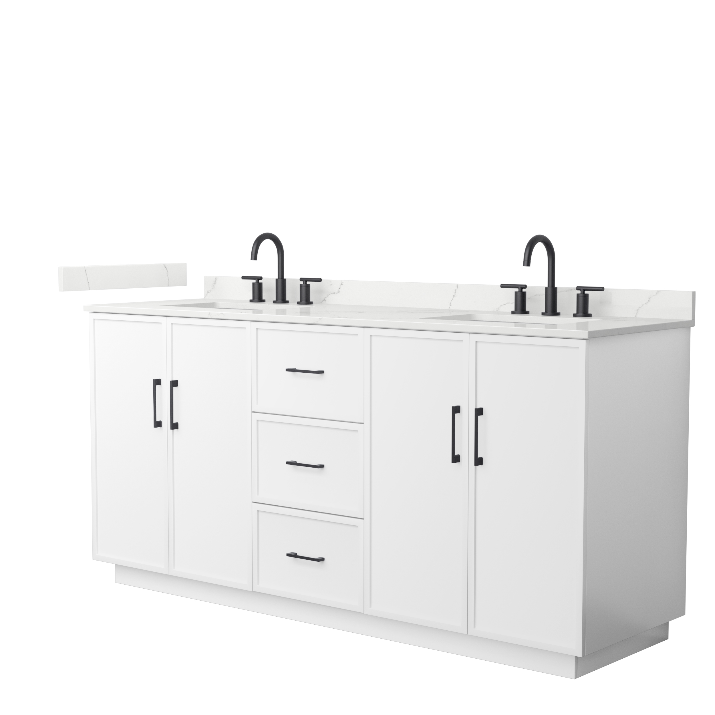 Elan 72" Double Bathroom Vanity with Toe Kick - White WC-7474-72-DBL-VAN-WHT