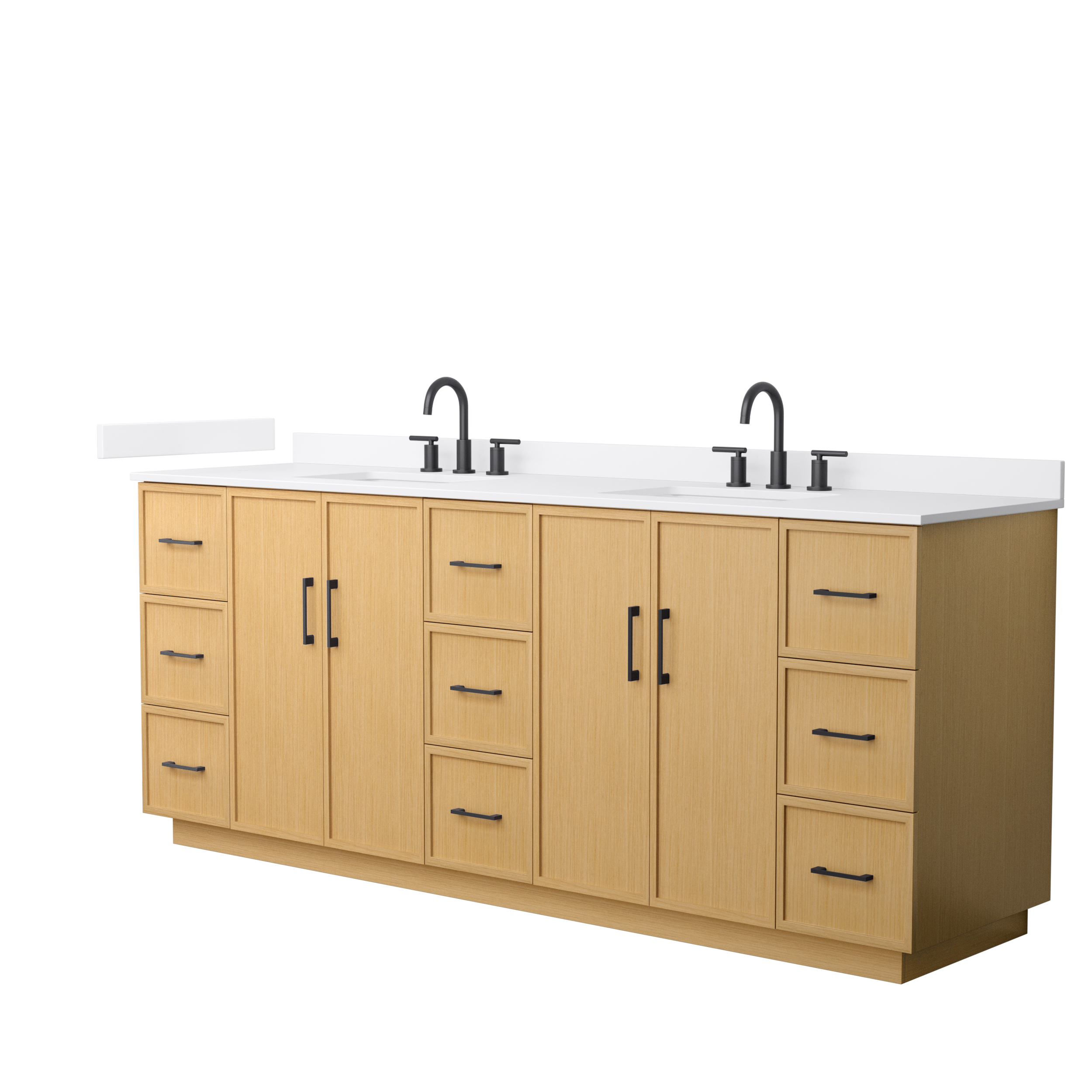 Elan 84" Double Bathroom Vanity with Toe Kick - Light Oak WC-7474-84-DBL-VAN-LHO