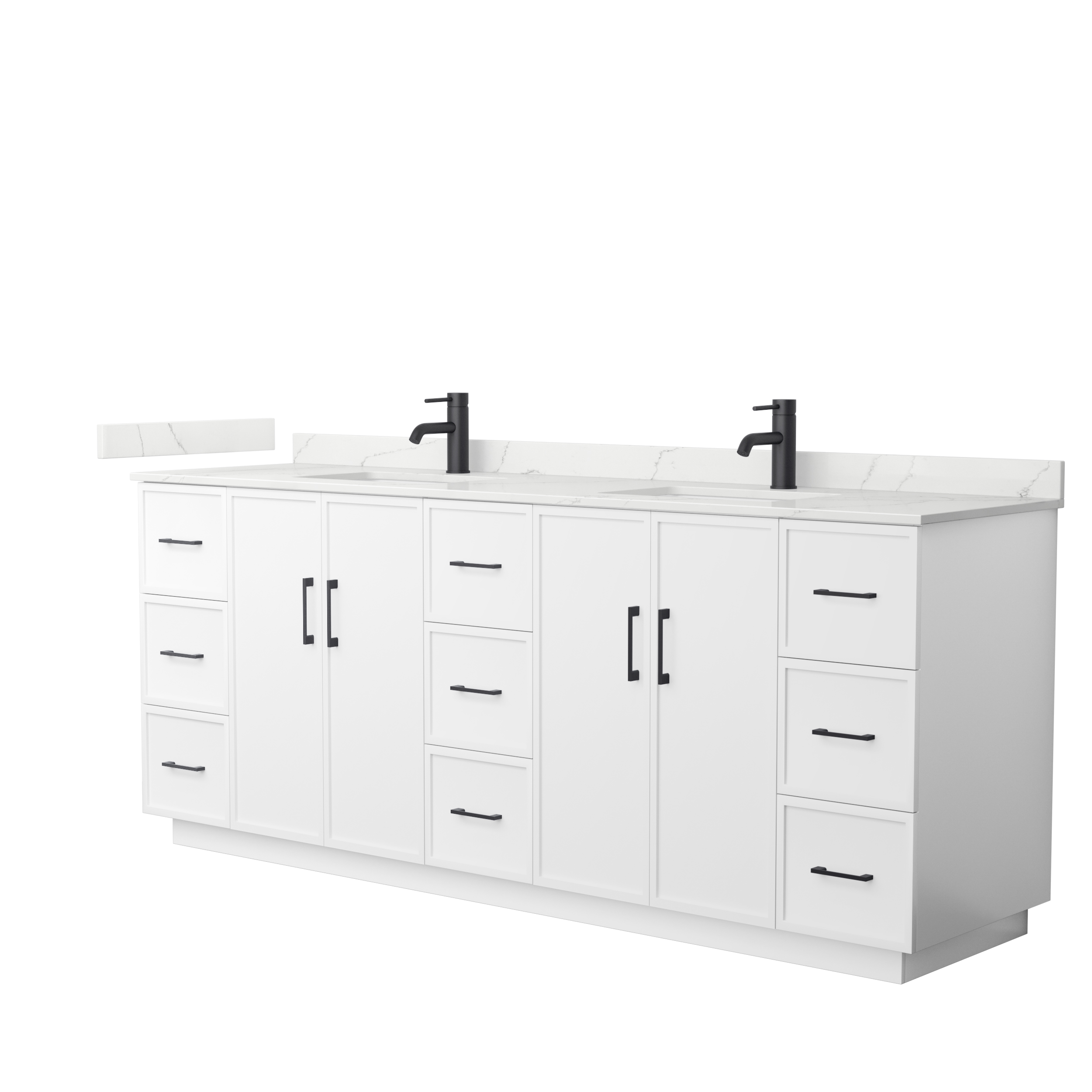 Elan 84" Double Bathroom Vanity with Toe Kick - White WC-7474-84-DBL-VAN-WHT