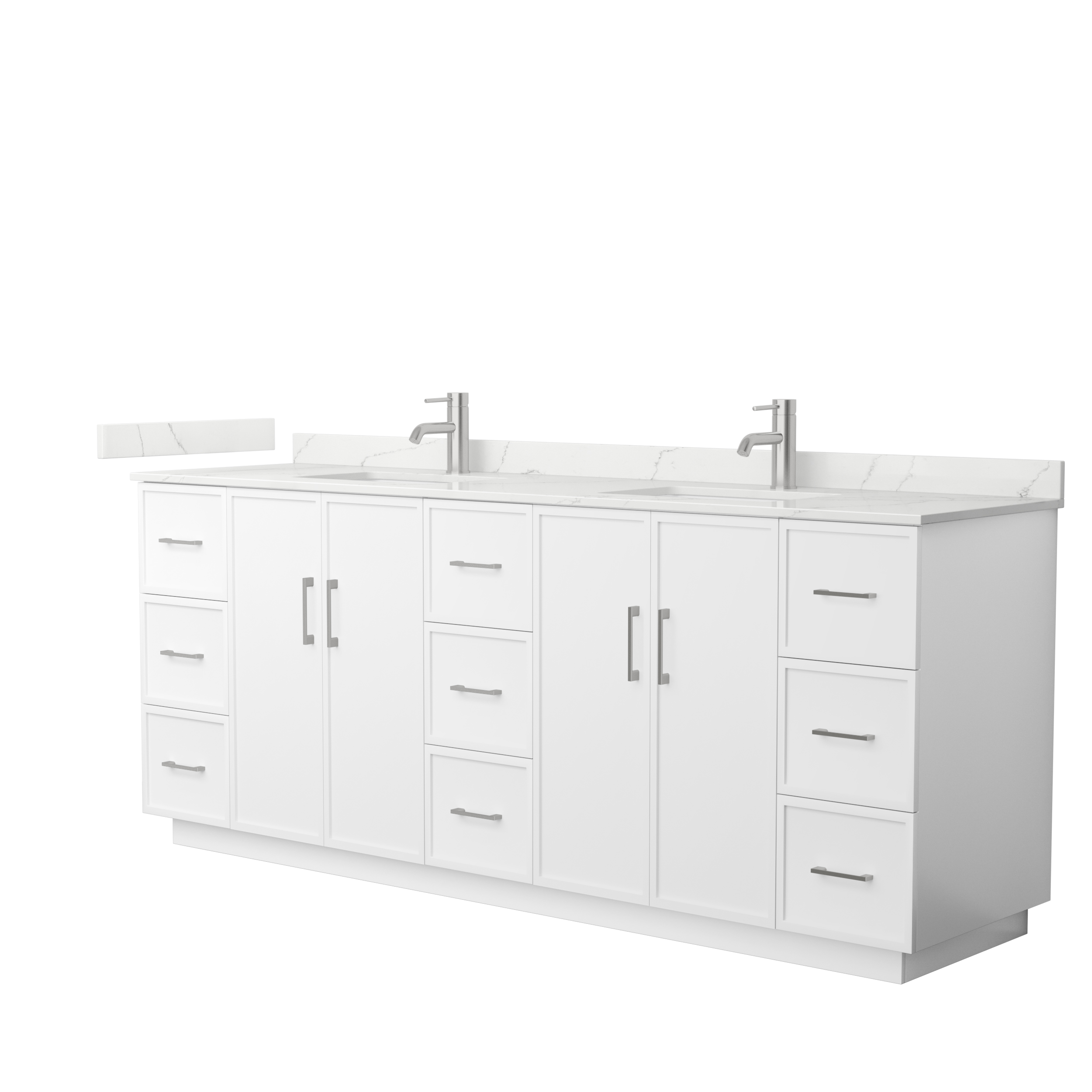 Elan 84" Double Bathroom Vanity with Toe Kick - White WC-7474-84-DBL-VAN-WHT