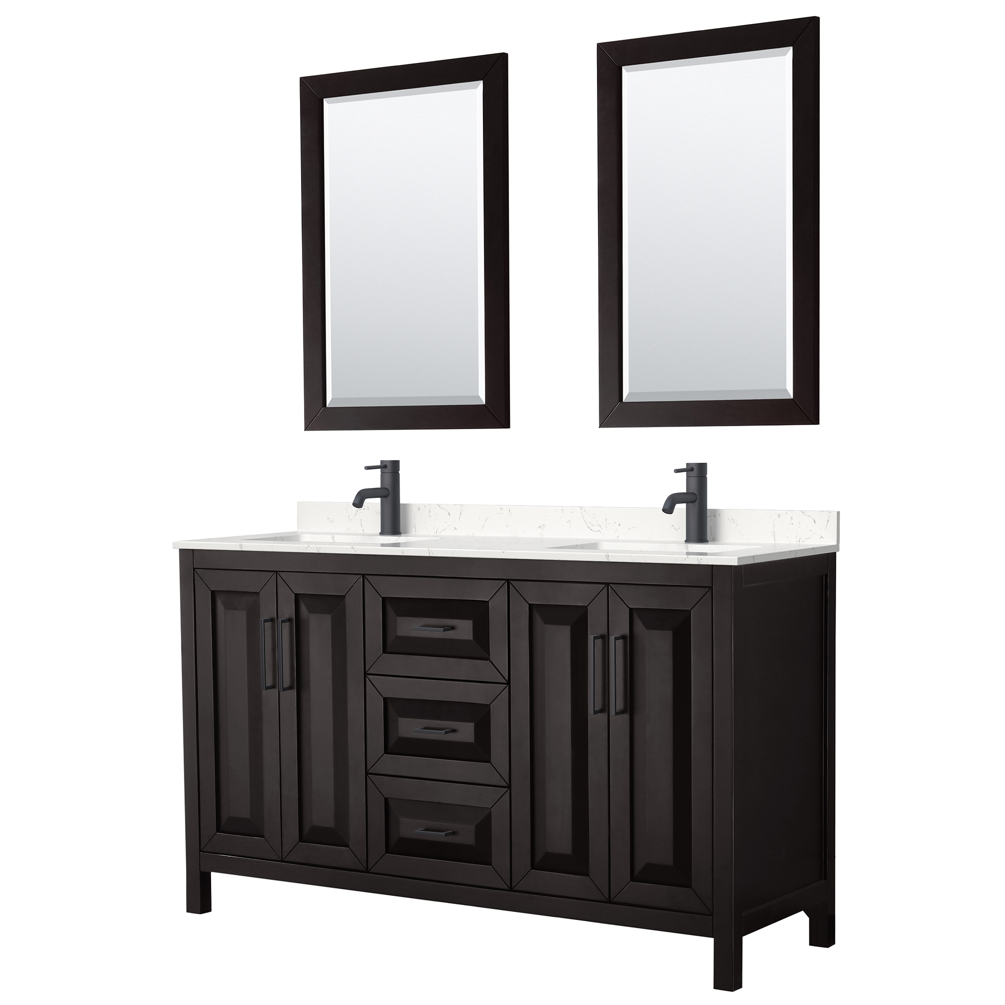 Daria 60" Double Bathroom Vanity by Wyndham Collection - Dark Espresso WC-2525-60-DBL-VAN-DES