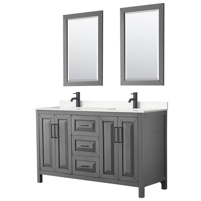 Daria 60" Double Bathroom Vanity by Wyndham Collection - Dark Gray WC-2525-60-DBL-VAN-DKG