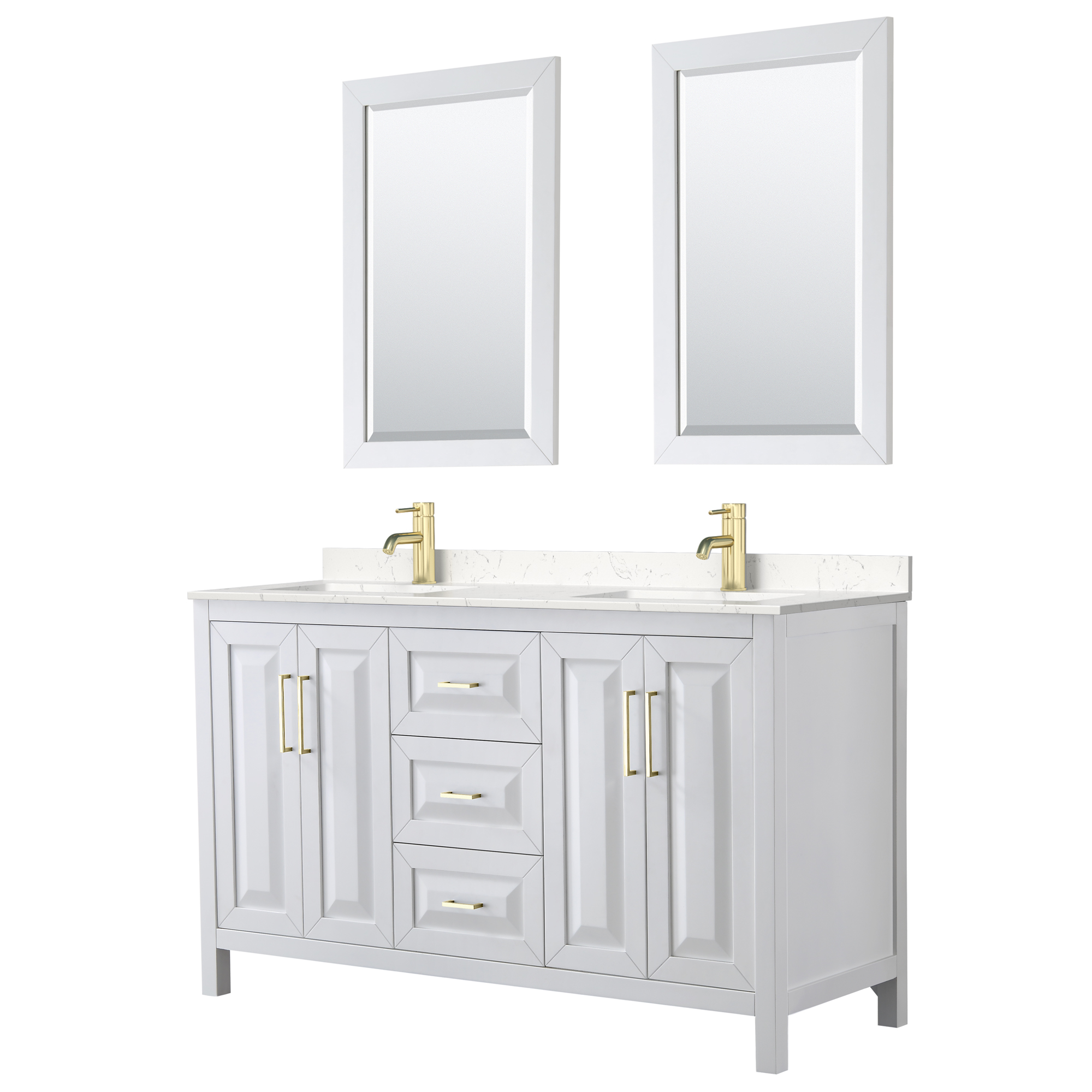 Daria 60" Double Bathroom Vanity by Wyndham Collection - White WC-2525-60-DBL-VAN-WHT