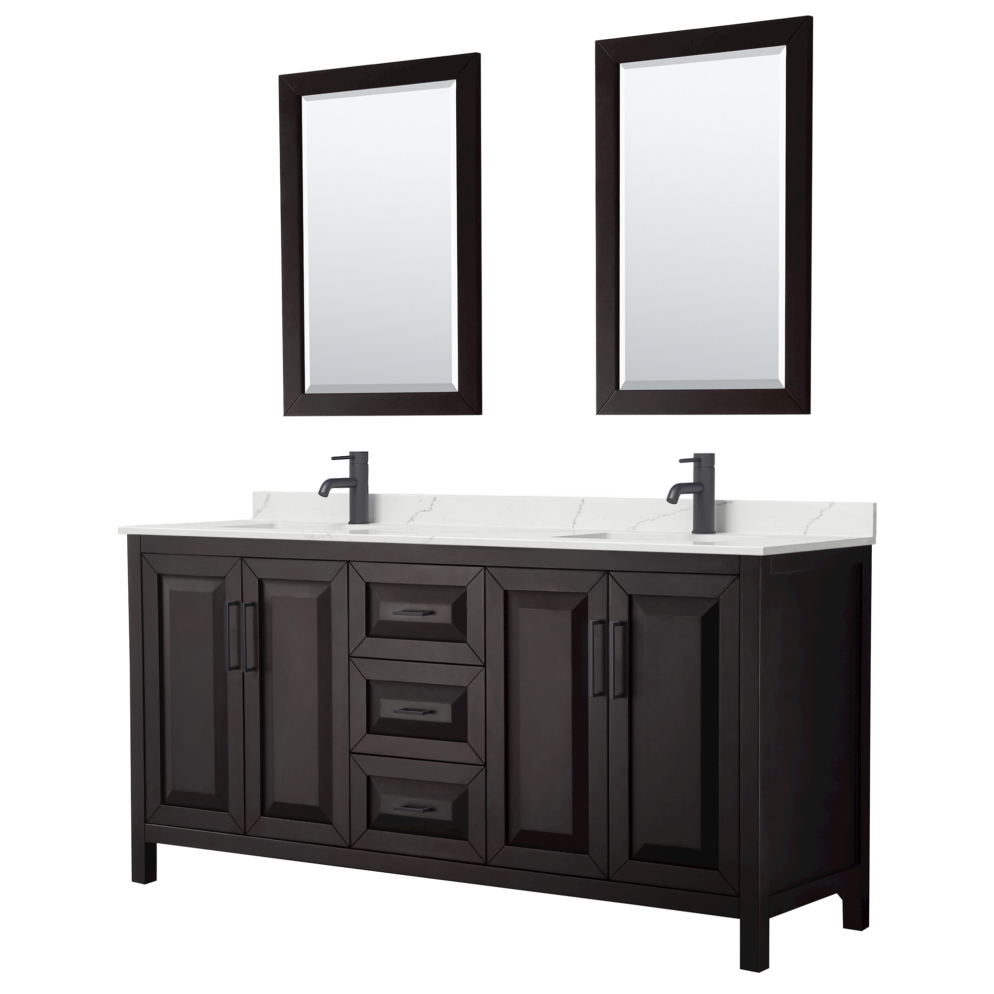 Daria 72" Double Bathroom Vanity by Wyndham Collection - Dark Espresso WC-2525-72-DBL-VAN-DES