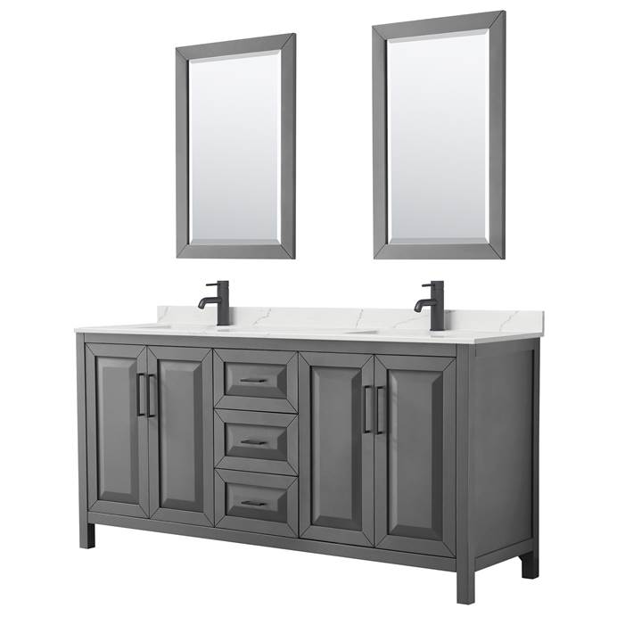 Daria 72" Double Bathroom Vanity by Wyndham Collection - Dark Gray WC-2525-72-DBL-VAN-DKG