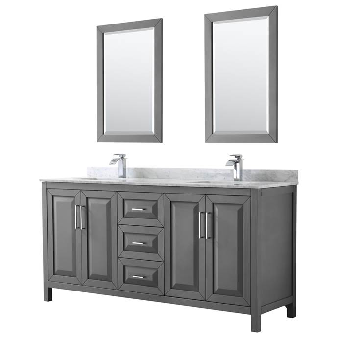 Daria 72" Double Bathroom Vanity by Wyndham Collection - Dark Gray WC-2525-72-DBL-VAN-DKG
