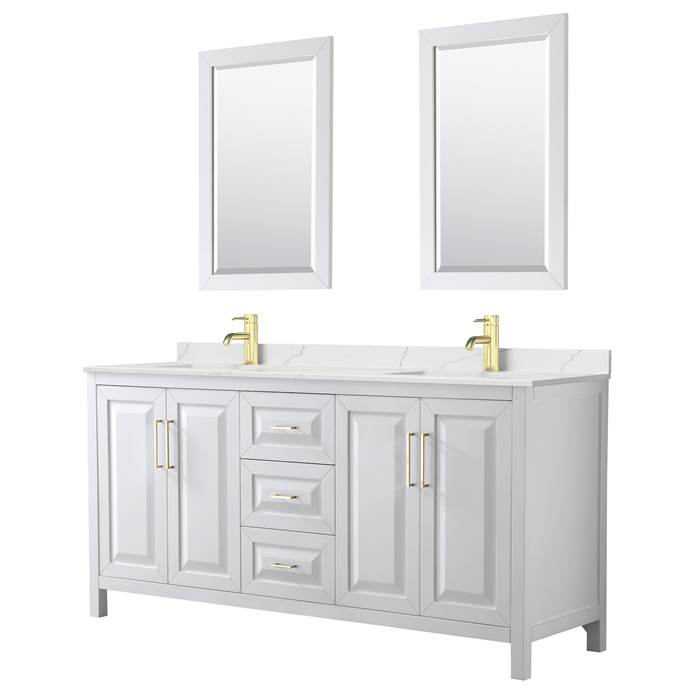 Daria 72" Double Bathroom Vanity by Wyndham Collection - White WC-2525-72-DBL-VAN-WHT