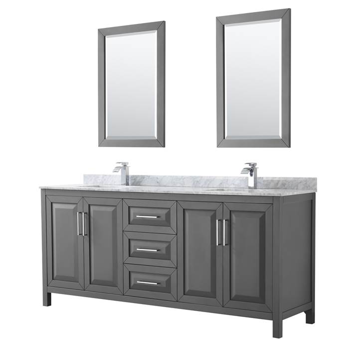 Daria 80" Double Bathroom Vanity by Wyndham Collection - Dark Gray WC-2525-80-DBL-VAN-DKG