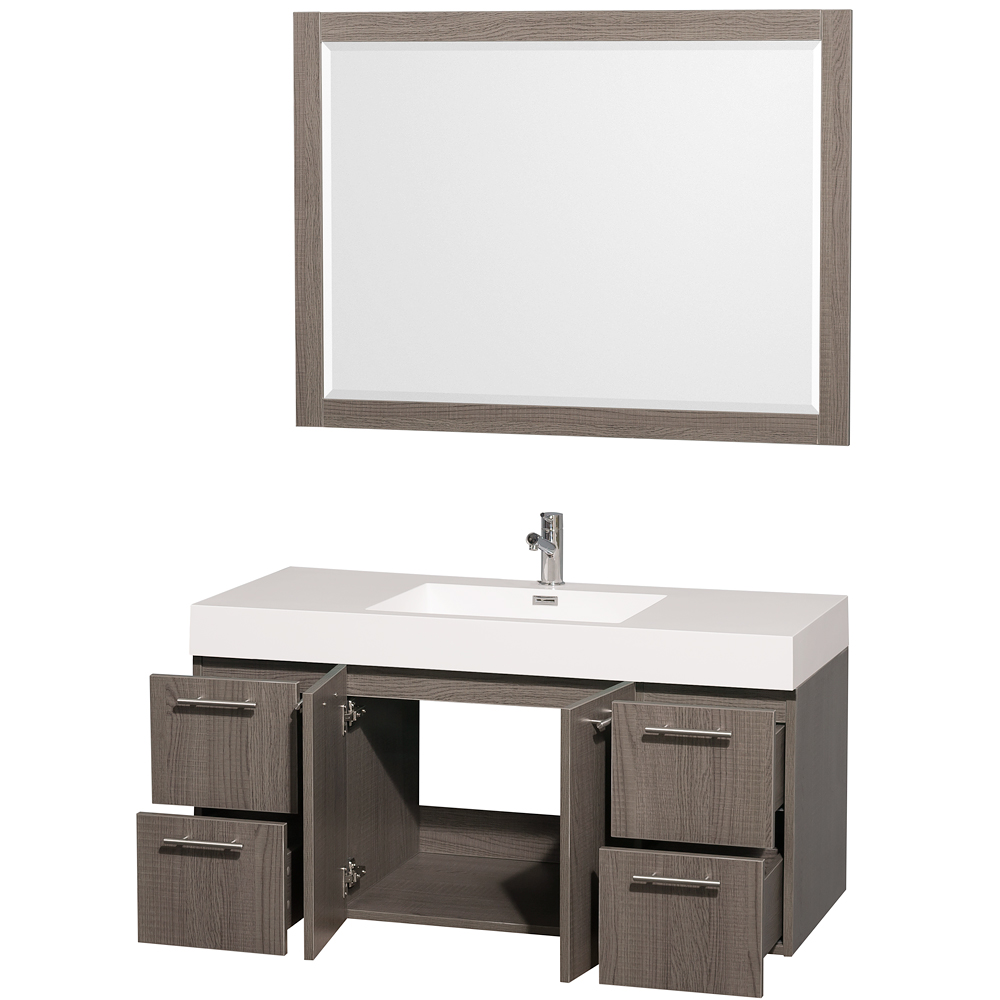 Amare 48 Wall Mounted Bathroom Vanity Set With Integrated Sink
