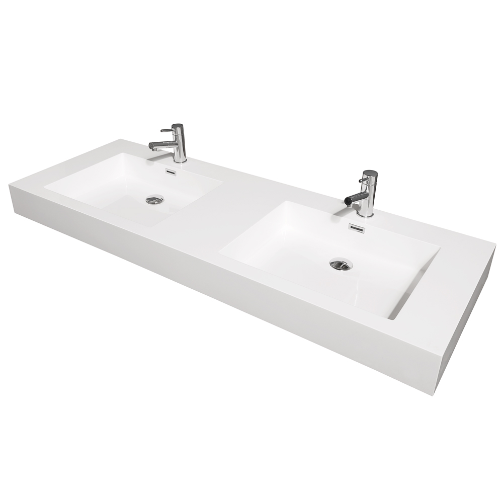 Amare 60 Wall Mounted Double Bathroom Vanity Set With Integrated