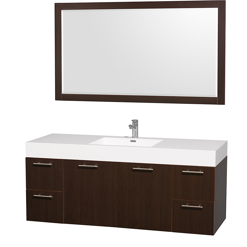 Amare 60 Wall Mounted Single Bathroom Vanity Set With Integrated