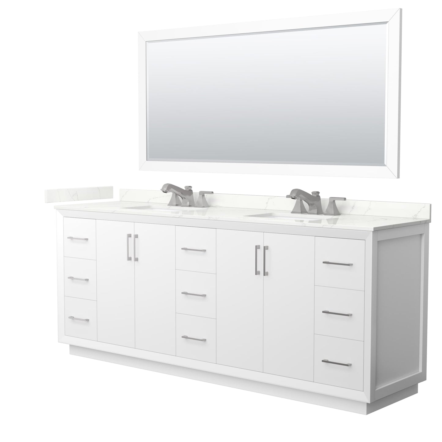 Strada Bathroom Vanity with Countertop 84 inch Double Sink 3-hole Faucet Setup