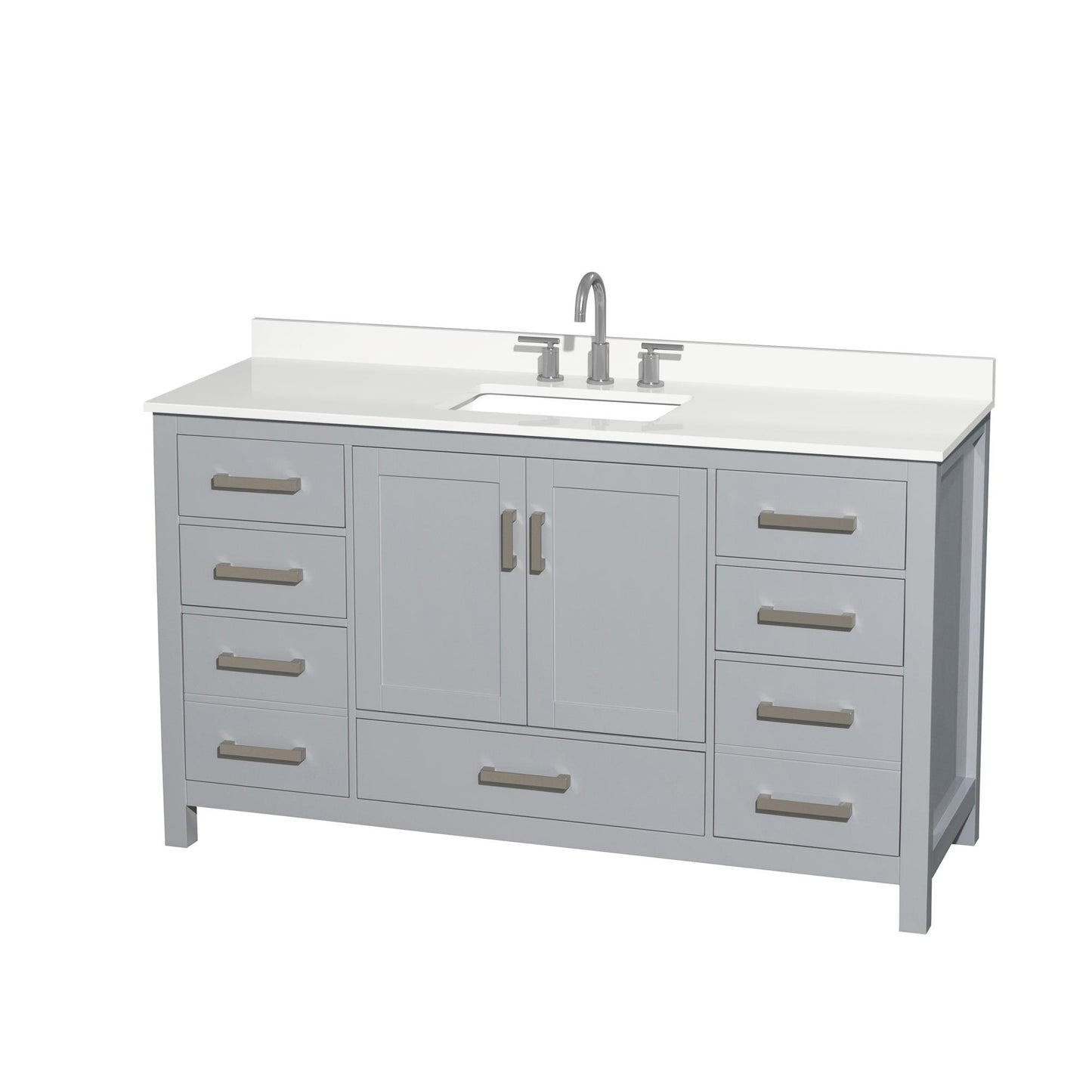 Sheffield Bathroom Vanity with Countertop 60 inch Single Sink 3-hole Faucet Setup