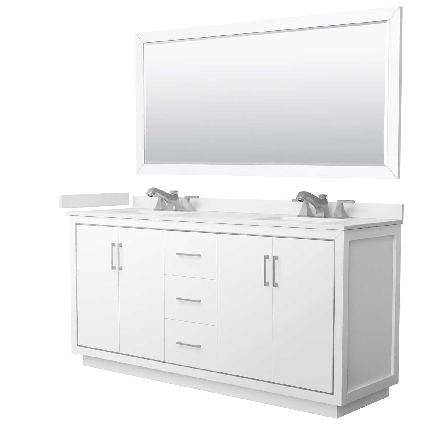 Icon Bathroom Vanity with Countertop 72 inch Double Sink 3-hole Faucet Setup