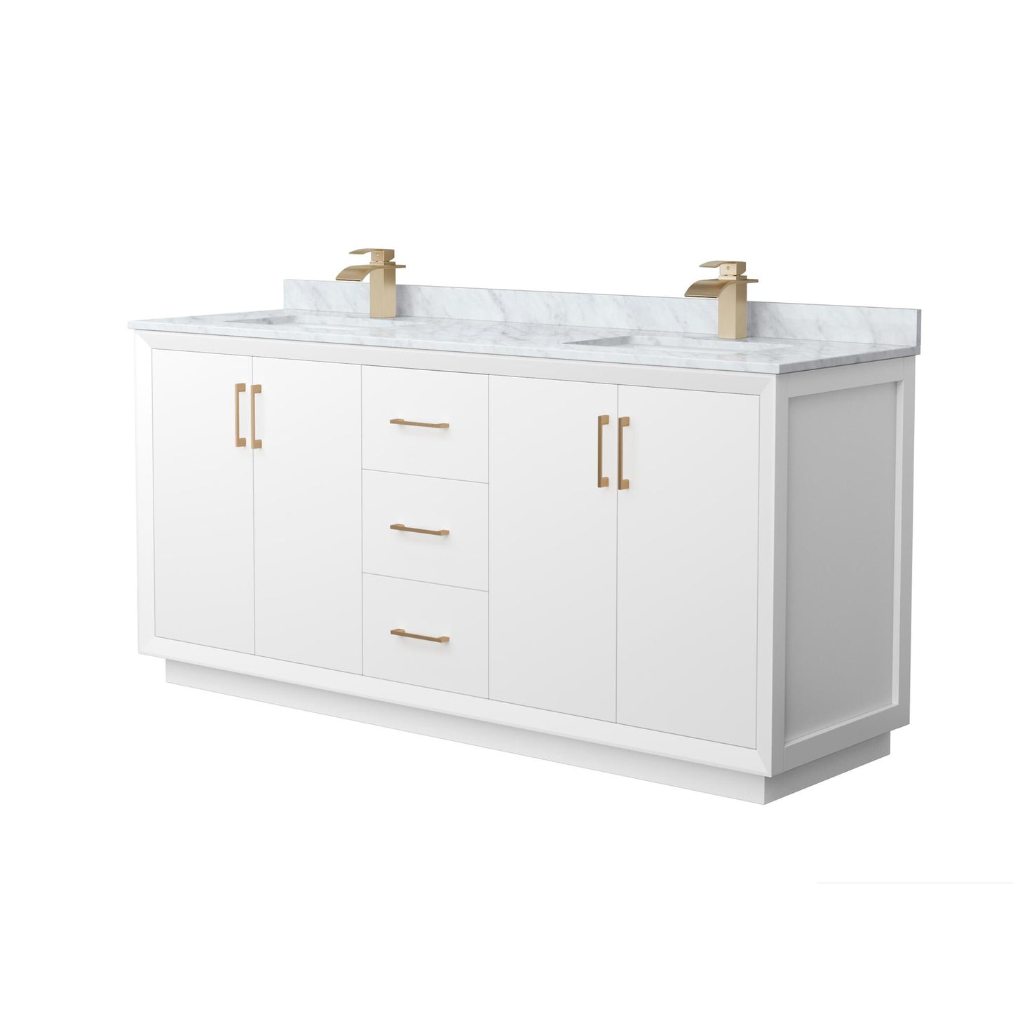 Strada Bathroom Vanity with Countertop 72 inch Double Sink Single hole Faucet Setup