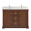 Custom image for Dark Walnut with Brushed Gold Trim / Carrara Cultured Marble / No Mirror