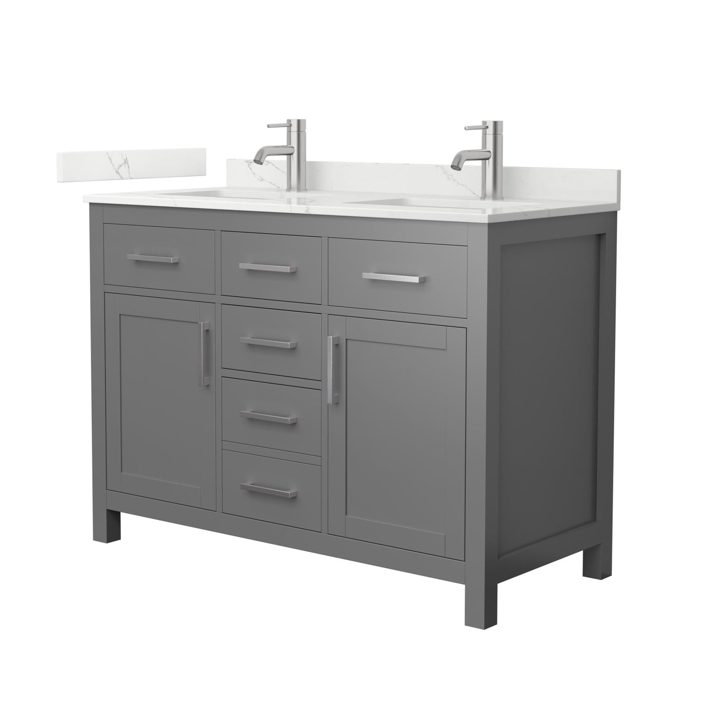 Beckett Bathroom Vanity with Countertop 48 inch Double Sink Single hole Faucet Setup