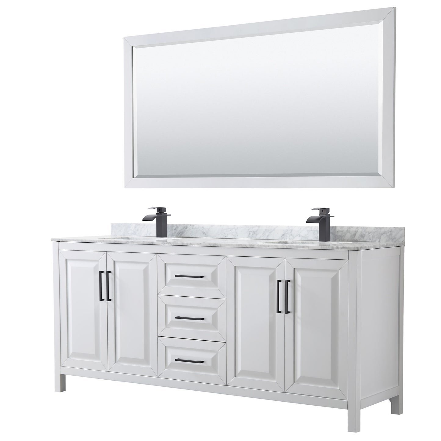 Daria Bathroom Vanity with Countertop 80 inch Double Sink Single hole Faucet Setup