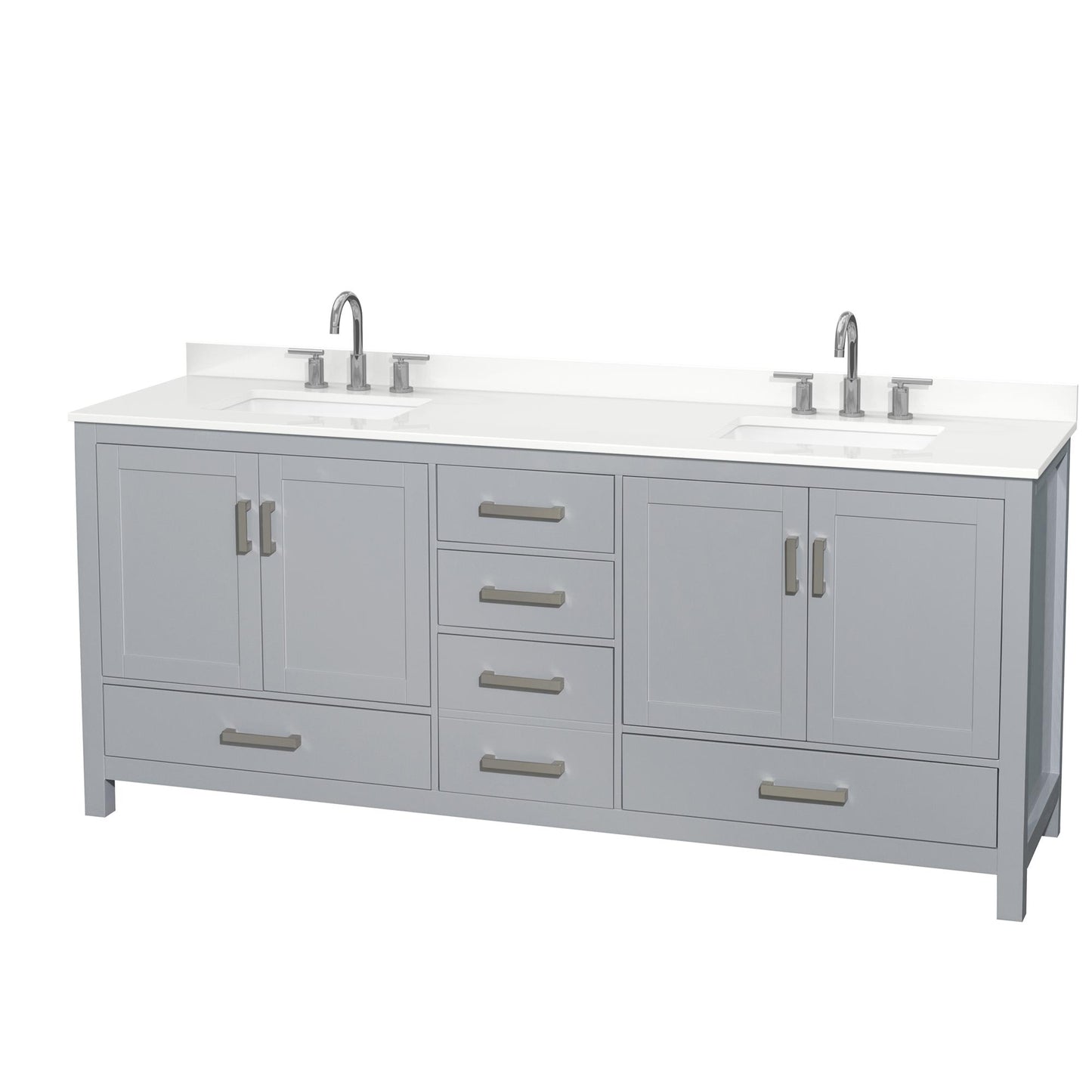 Sheffield Bathroom Vanity with Countertop 80 inch Double Sink 3-hole Faucet Setup