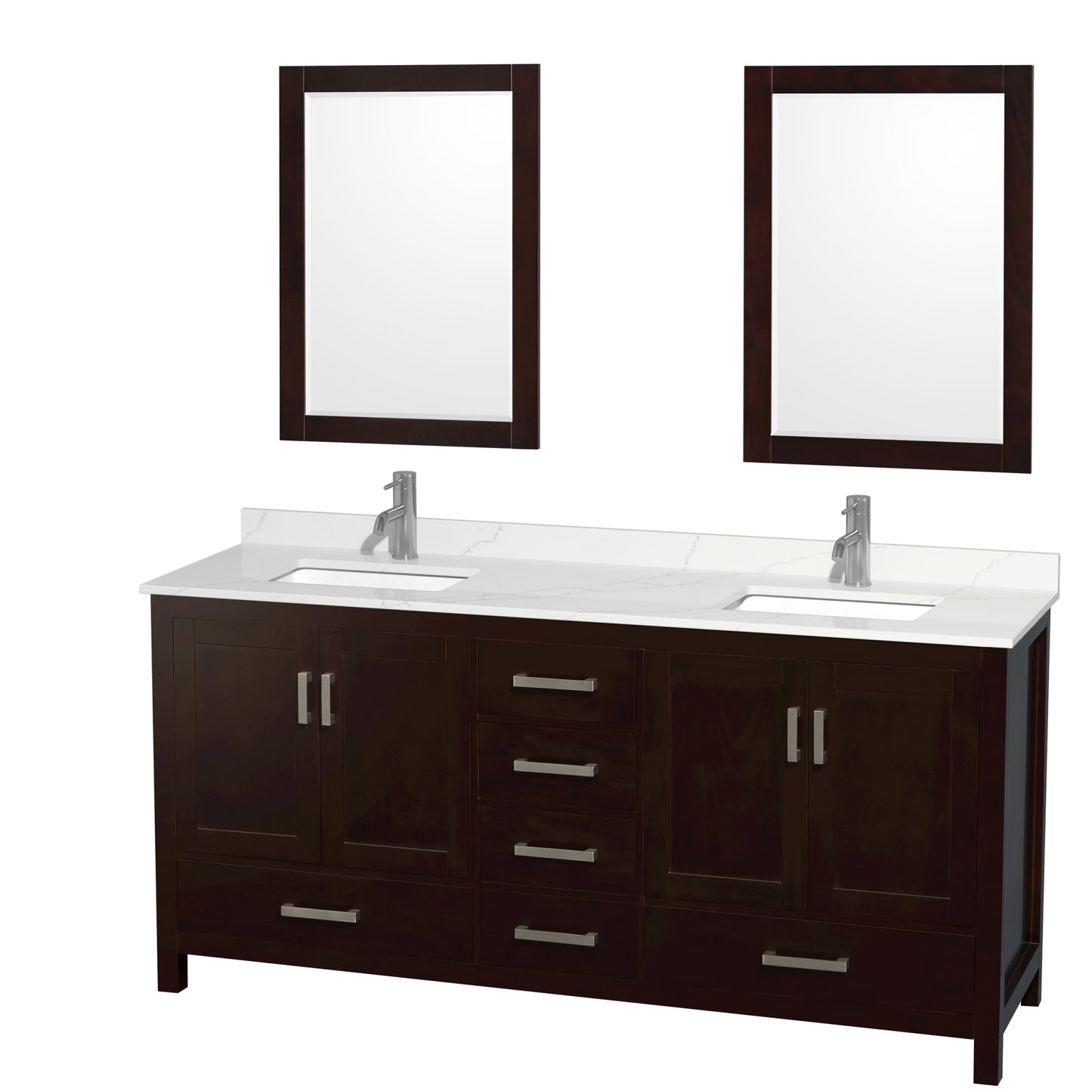 Sheffield Bathroom Vanity with Countertop 72 inch Double Sink Single hole Faucet Setup